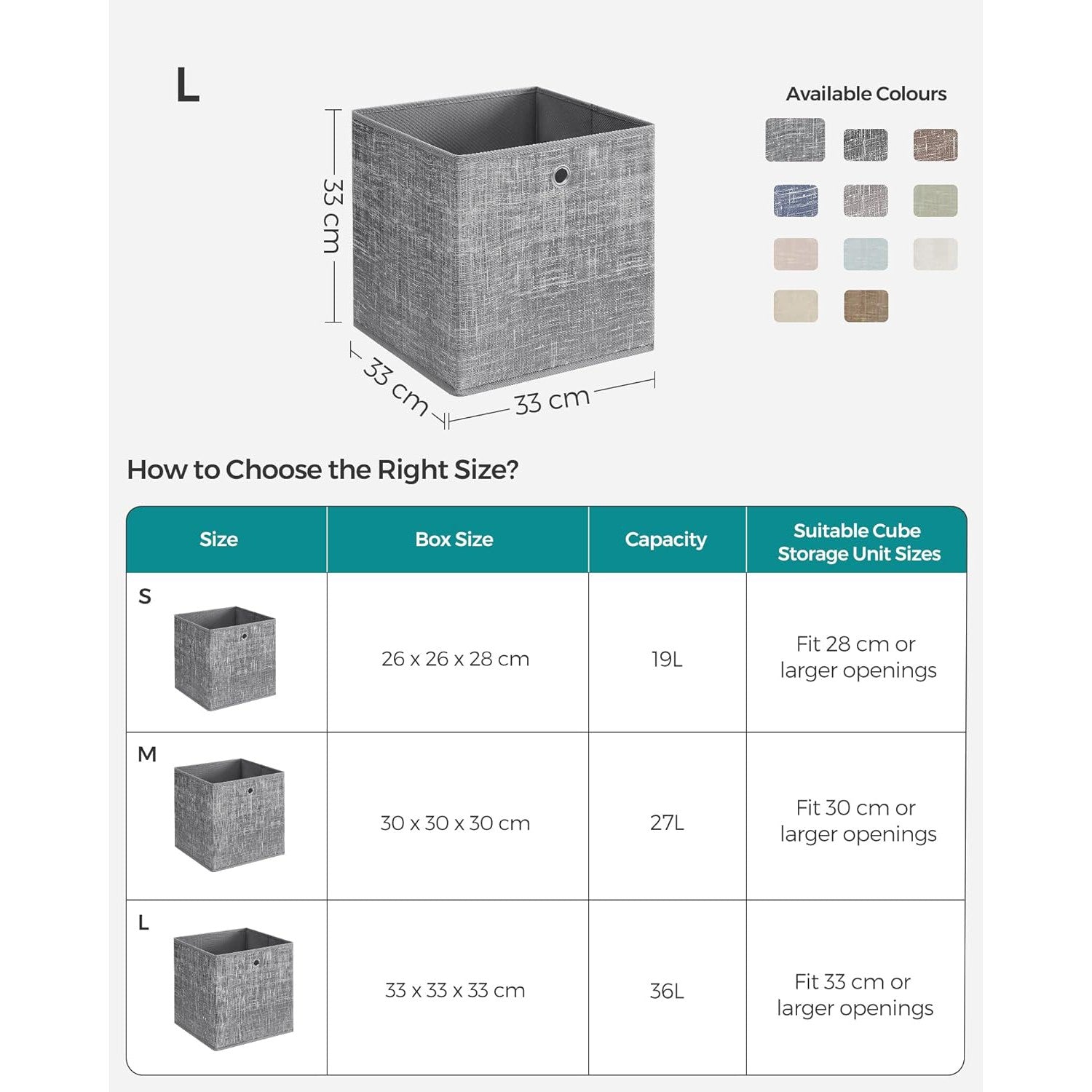 Set od 6 kutija za pohranu, 33x33x33 cm, sive boje | SONGMICS-vitahome.hr