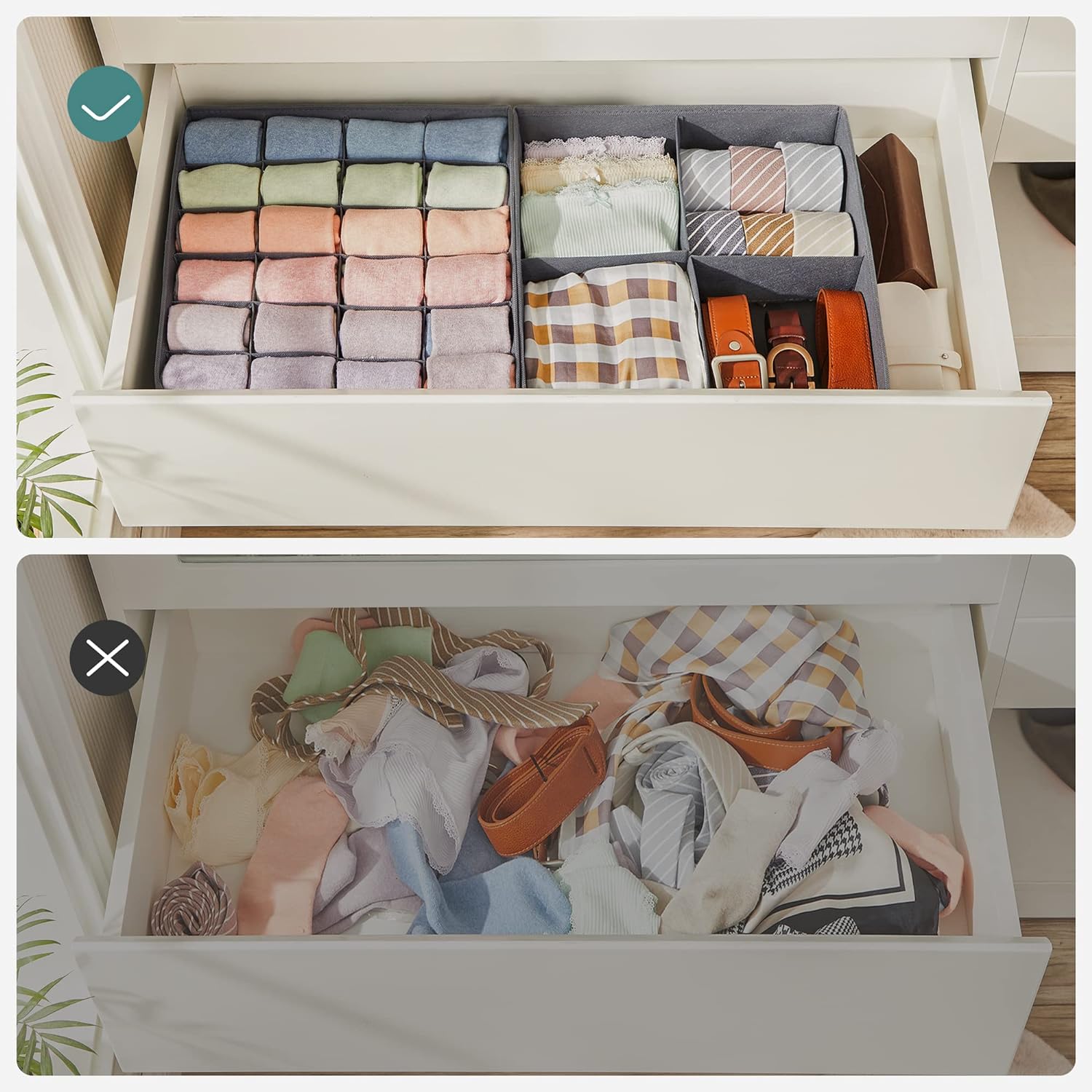Set od 6 sklopivih kutija, organizatori ladica različitih veličina, mat siva | SONGMICS-vitahome.hr