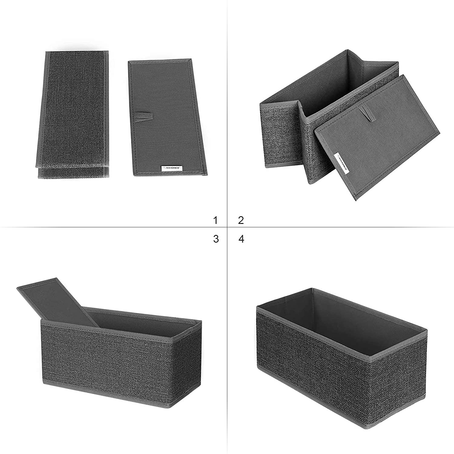 Set od 6 sklopivih kutija, organizatori ladica različitih veličina, tamno siva | SONGMICS-vitahome.hr