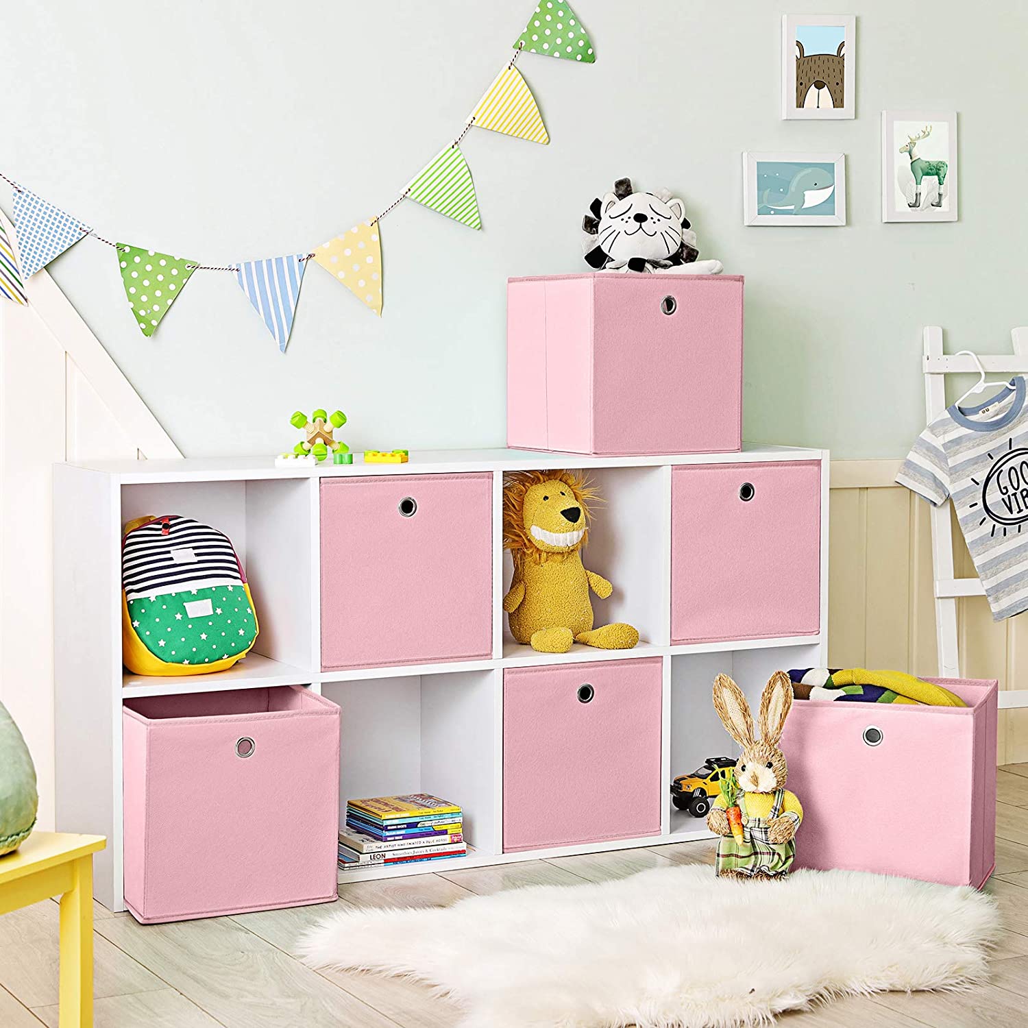 Set od 6 sklopivih kutija za odlaganje, 30 x 30 x 30 cm, ružičaste | SONGMICS-vitahome.hr