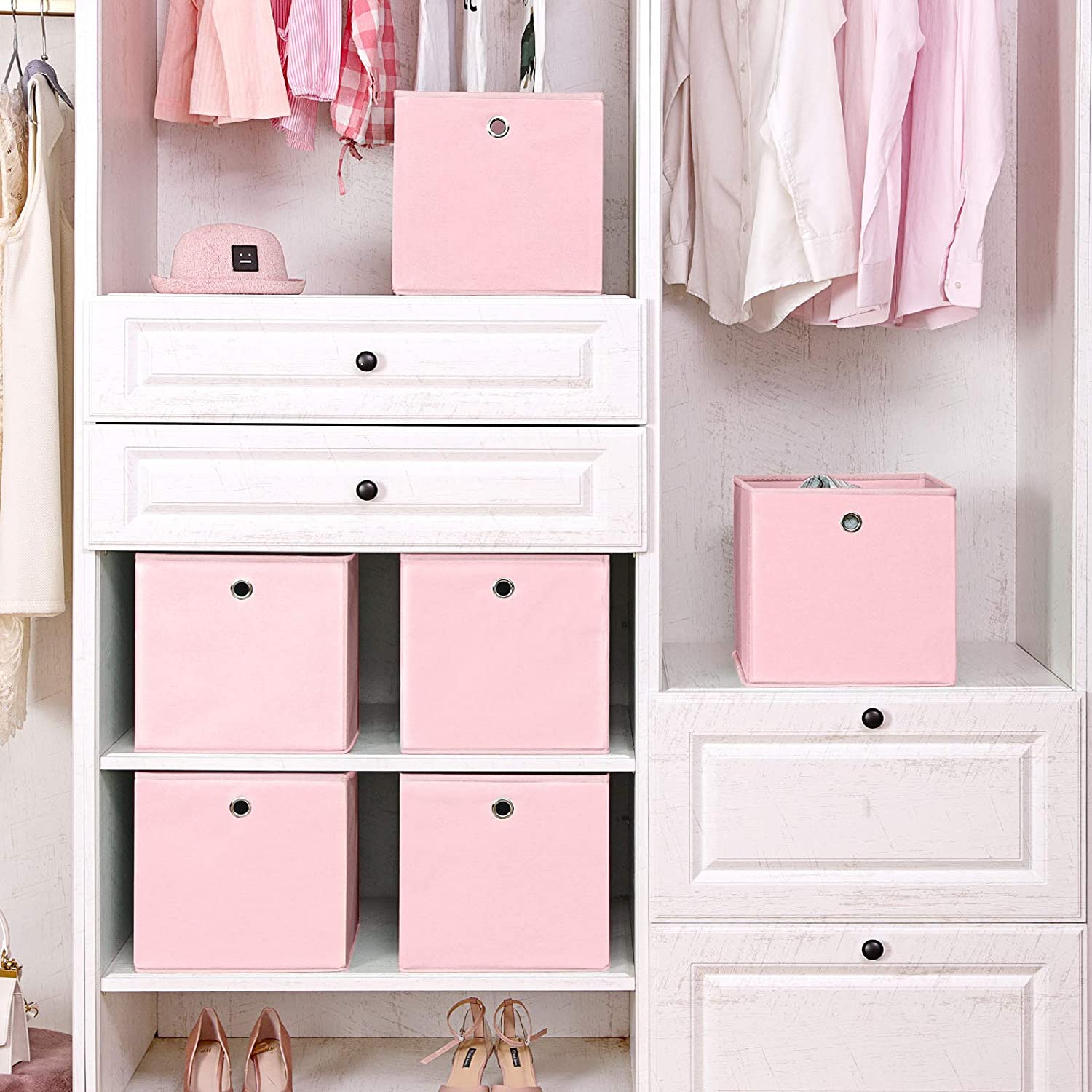 Set od 6 sklopivih kutija za odlaganje, 30 x 30 x 30 cm, ružičaste | SONGMICS-vitahome.hr