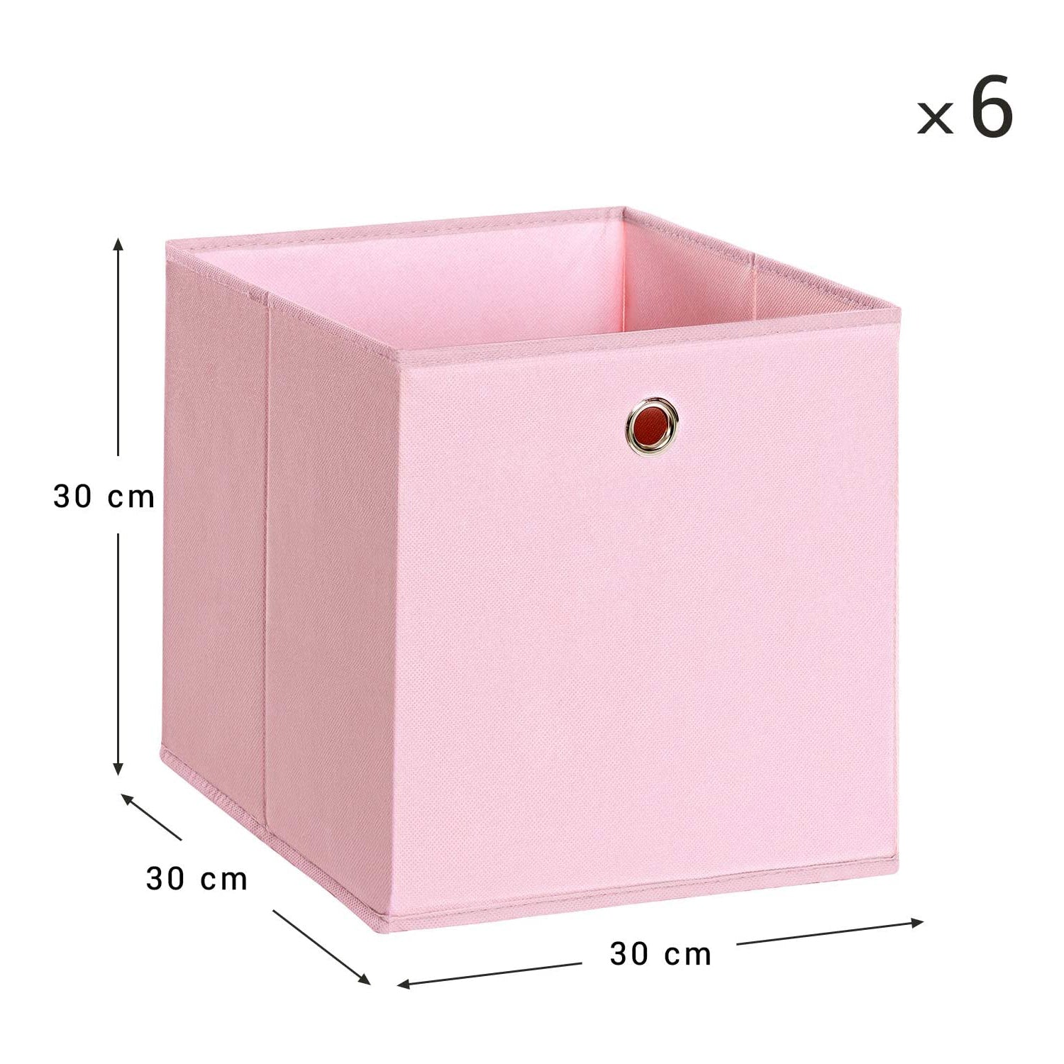 Set od 6 sklopivih kutija za odlaganje, 30 x 30 x 30 cm, ružičaste | SONGMICS-vitahome.hr