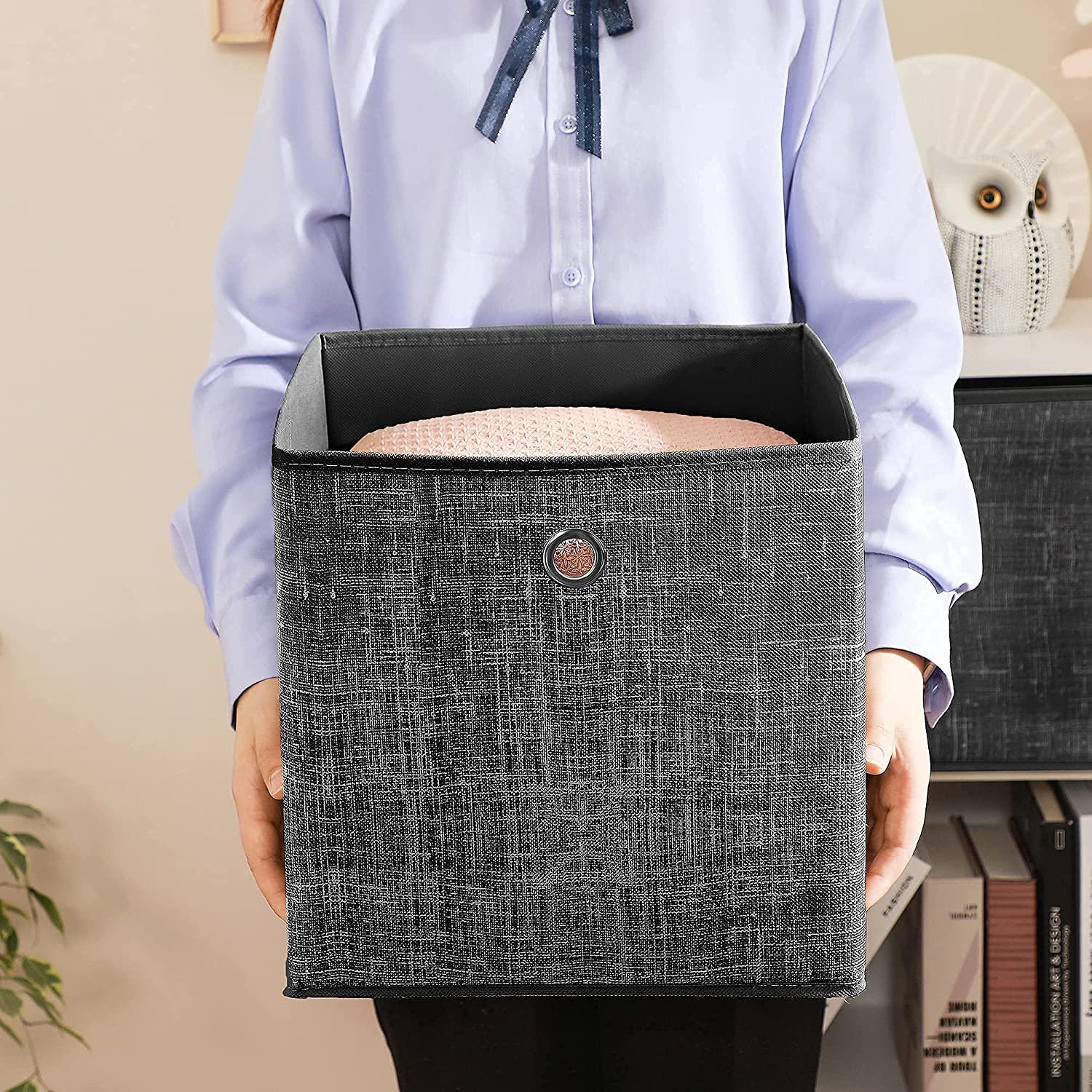 Set od 6 sklopivih kutija za odlaganje 30 x 30 x 30 cm, sivo - crne | SONGMICS-vitahome.hr