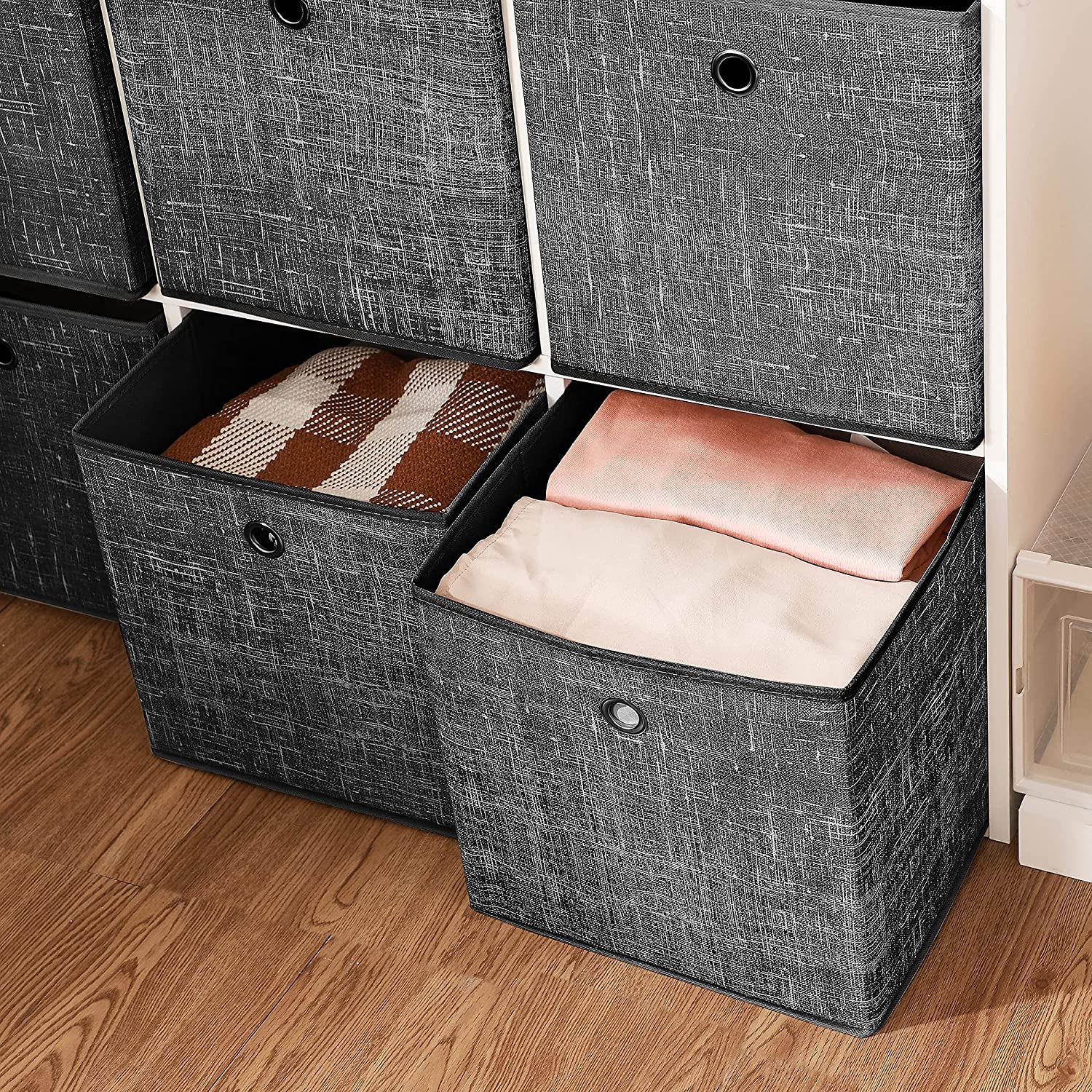 Set od 6 sklopivih kutija za odlaganje 30 x 30 x 30 cm, sivo - crne | SONGMICS-vitahome.hr
