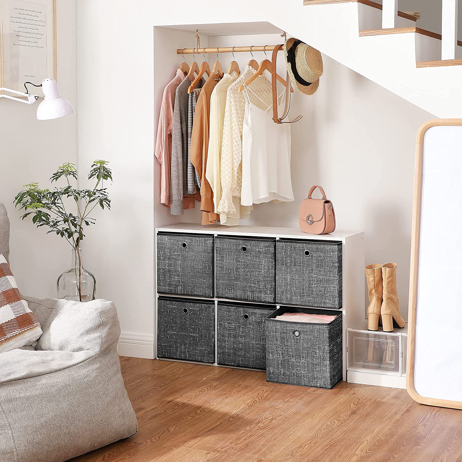 Set od 6 sklopivih kutija za odlaganje 30 x 30 x 30 cm, sivo - crne | SONGMICS-vitahome.hr