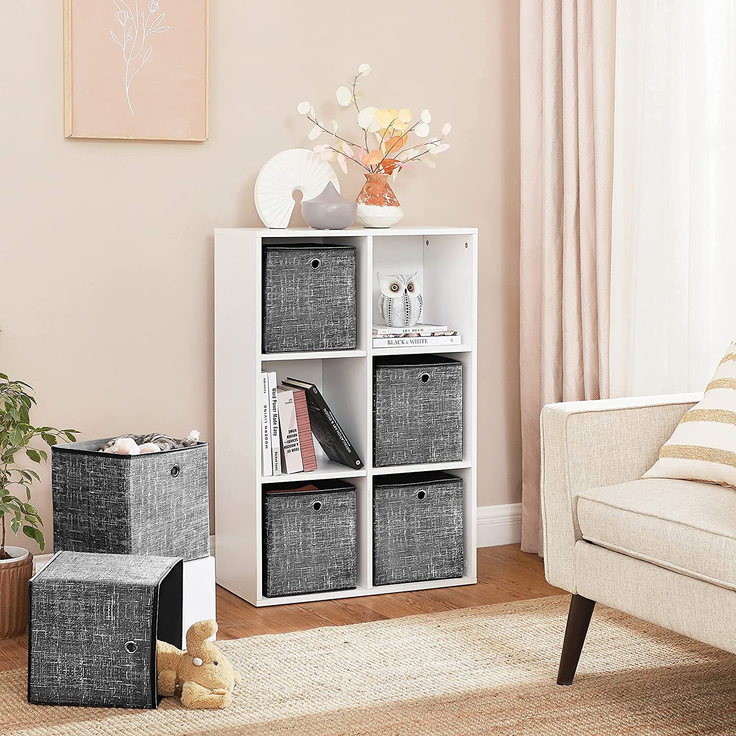 Set od 6 sklopivih kutija za odlaganje 30 x 30 x 30 cm, sivo - crne | SONGMICS-vitahome.hr