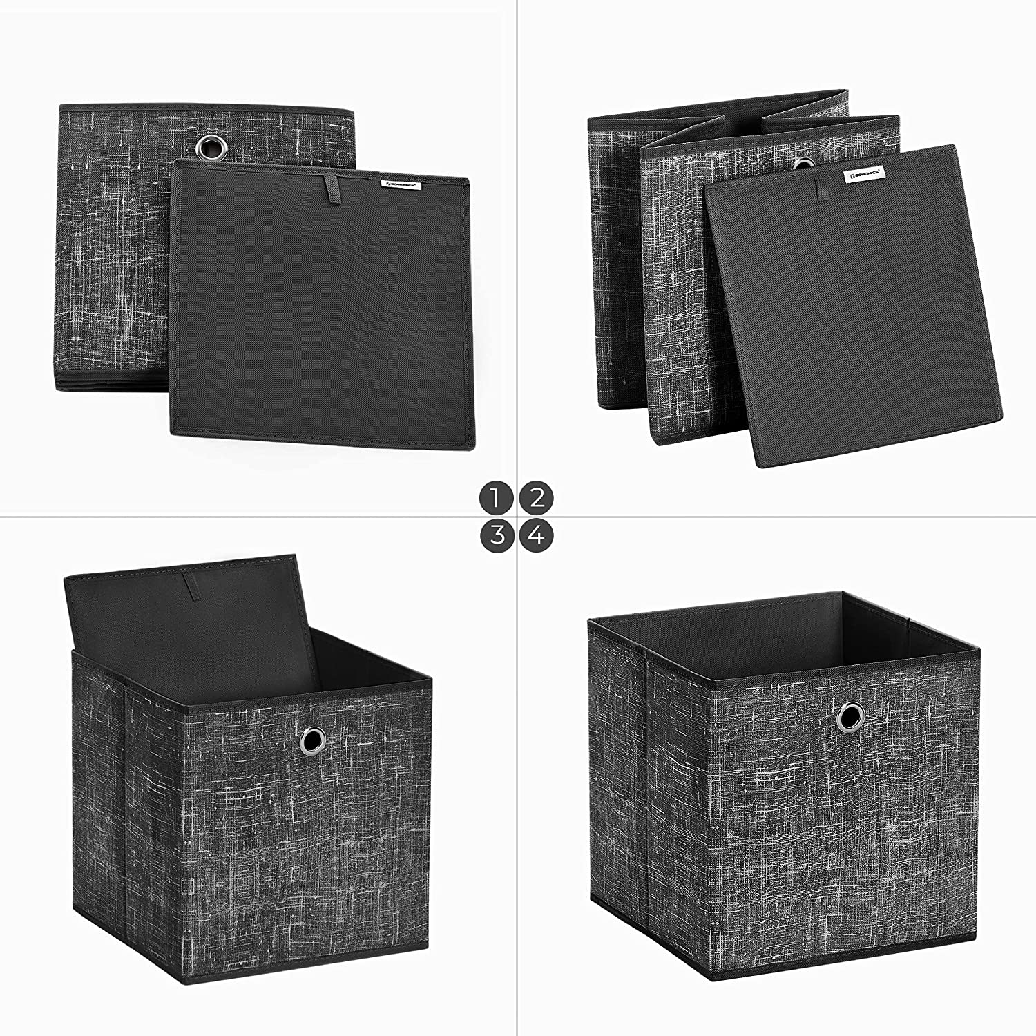 Set od 6 sklopivih kutija za odlaganje 30 x 30 x 30 cm, sivo - crne | SONGMICS-vitahome.hr