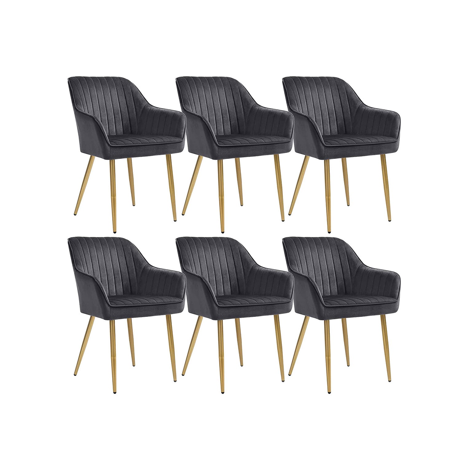 Set od 6 tapeciranih blagovaonskih stolica, 62,5 x 85 x 60 cm, sivo-zlatna-SONGMICS-Vita Home