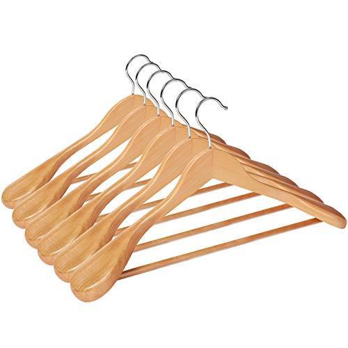 Set od 6 vješalica za odijela s extra širokim djelom za ramena, boje drveta | SONGMICS-vitahome.hr