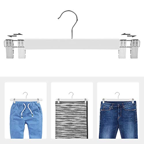 Set od 8 drvenih vješalica spodesivim kopčama, 34 x 1,2 x 12,5 cm, bijele | SONGMICS-vitahome.hr