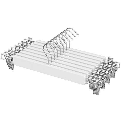 Set od 8 drvenih vješalica spodesivim kopčama, 34 x 1,2 x 12,5 cm, bijele | SONGMICS-vitahome.hr