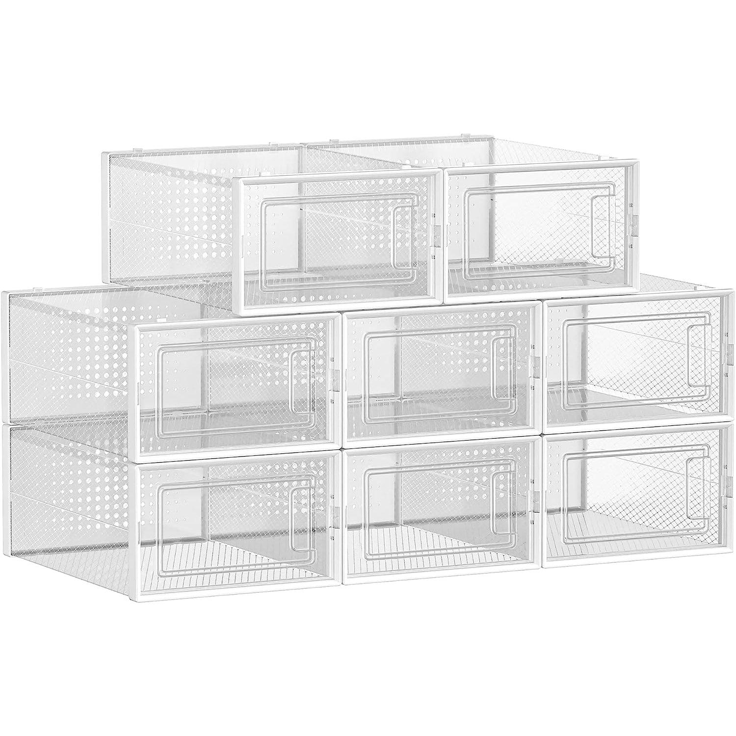 Set od 8 kutija za odlaganje cipela koje se mogu složiti, , prozirno-bijele | SONGMICS-vitahome.hr