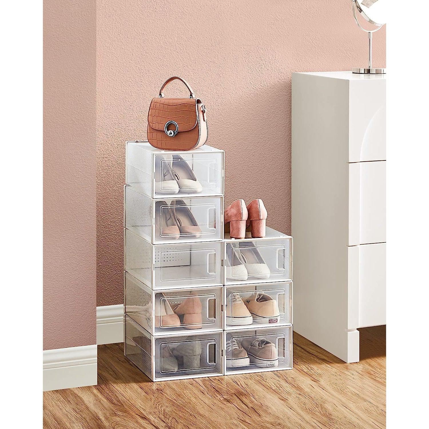 Set od 8 kutija za odlaganje cipela koje se mogu složiti, , prozirno-bijele | SONGMICS-vitahome.hr