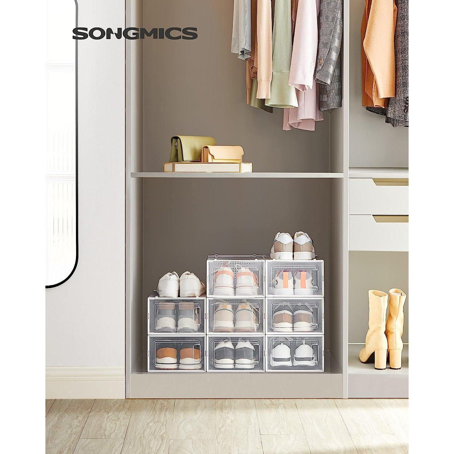 Set od 8 kutija za odlaganje cipela koje se mogu složiti, , prozirno-bijele | SONGMICS-vitahome.hr