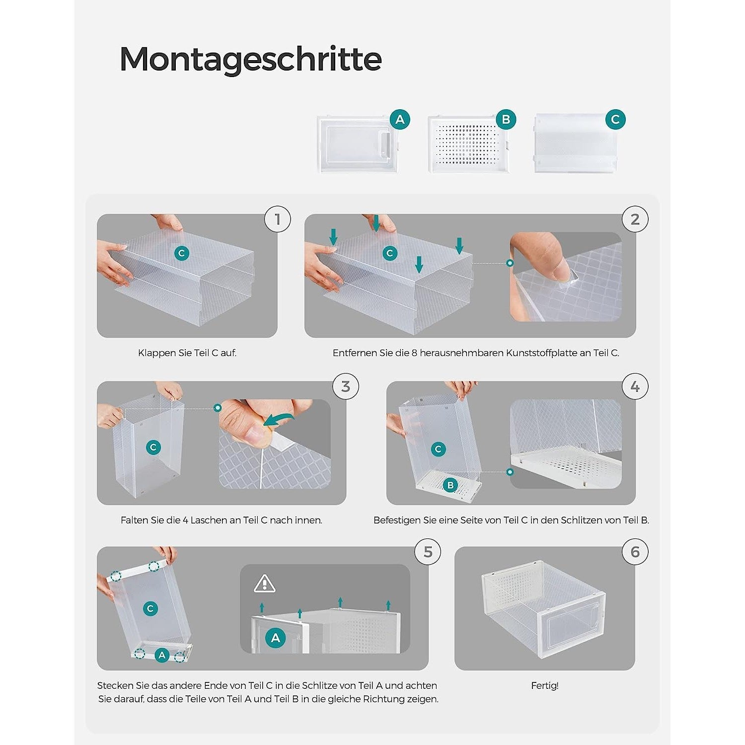 Set od 8 kutija za odlaganje cipela koje se mogu složiti, , prozirno-bijele | SONGMICS-vitahome.hr