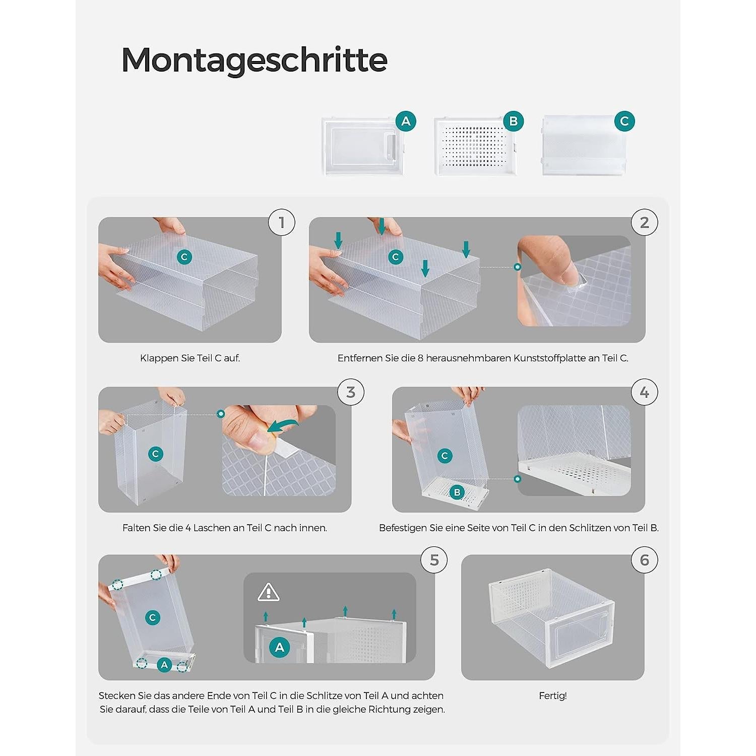 Set od 8 kutija za odlaganje cipela koje se mogu složiti, , prozirno-bijele | SONGMICS-vitahome.hr