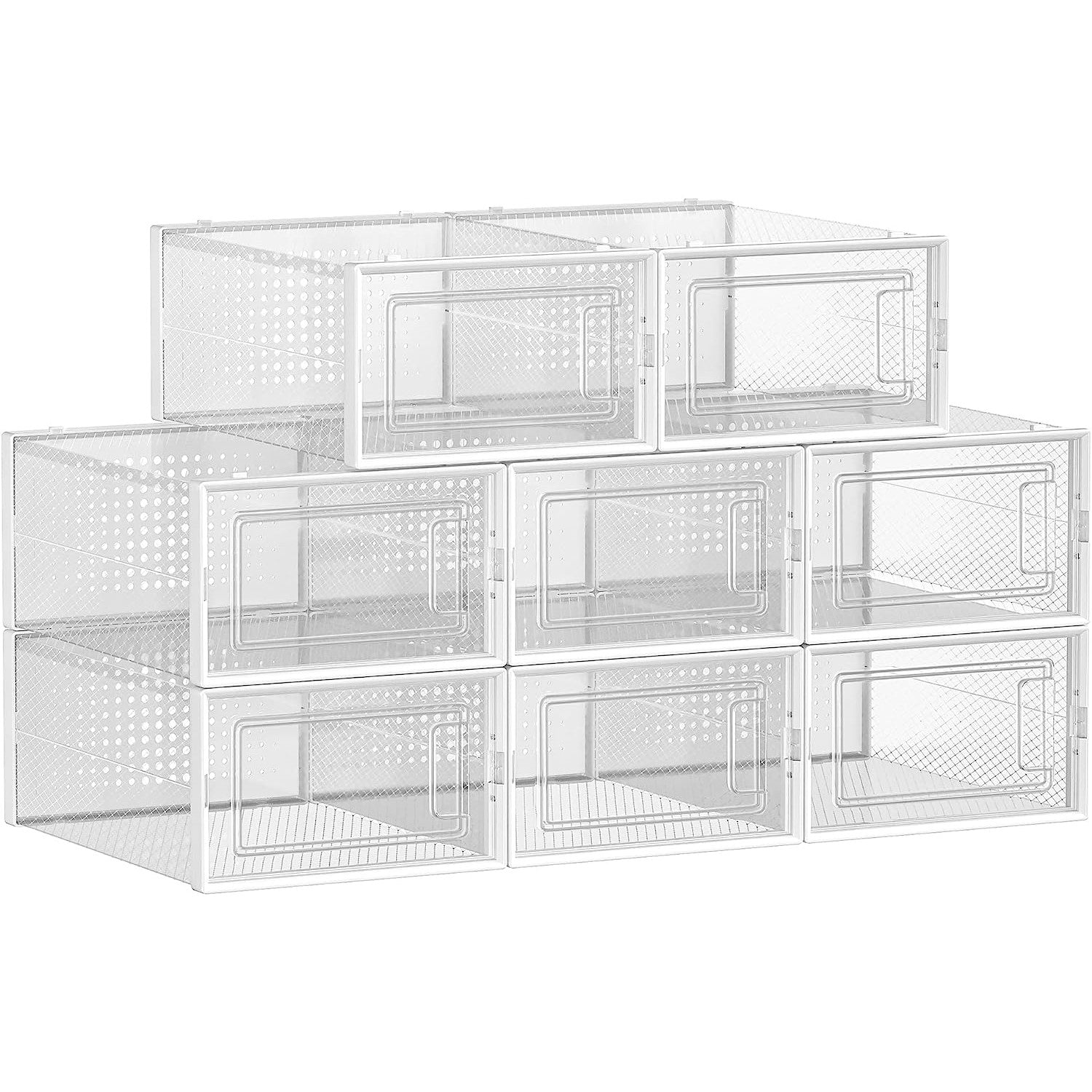Set od 8 kutija za odlaganje cipela koje se mogu složiti, , prozirno-bijele | SONGMICS-vitahome.hr
