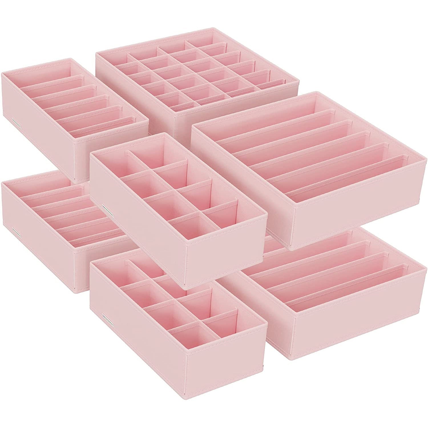 Set od 8 organizatora ladica, sklopive kutije od tkanine različitih dimenzija, roze | SONGMICS-vitahome.hr