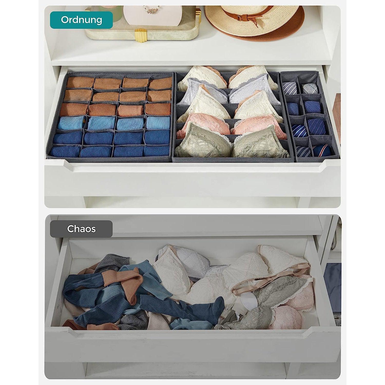 Set od 8 organizatora ladica, sklopive kutije od tkanine različitih dimenzija, sive | SONGMICS-vitahome.hr