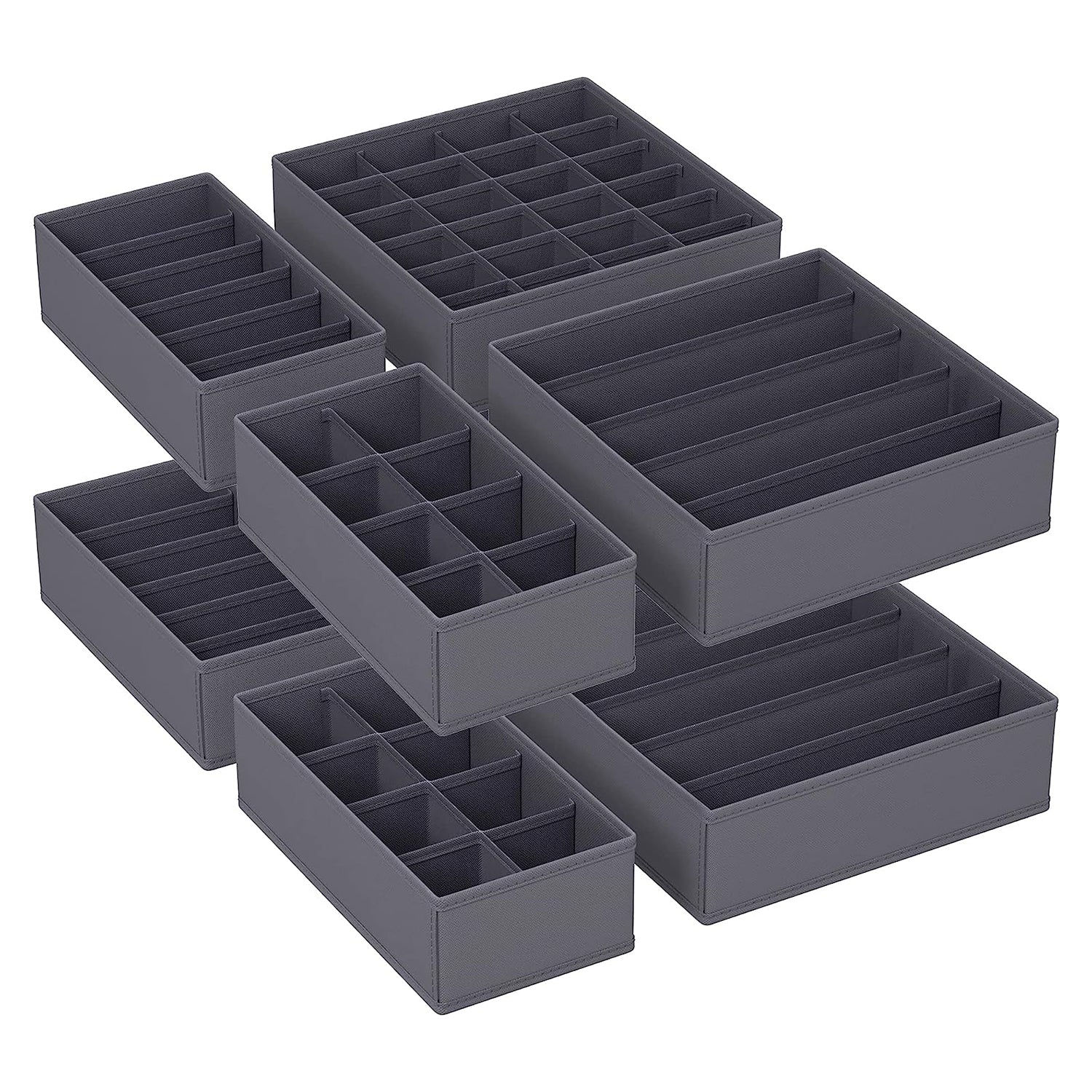 Set od 8 organizatora ladica, sklopive kutije od tkanine različitih dimenzija, sive | SONGMICS-vitahome.hr