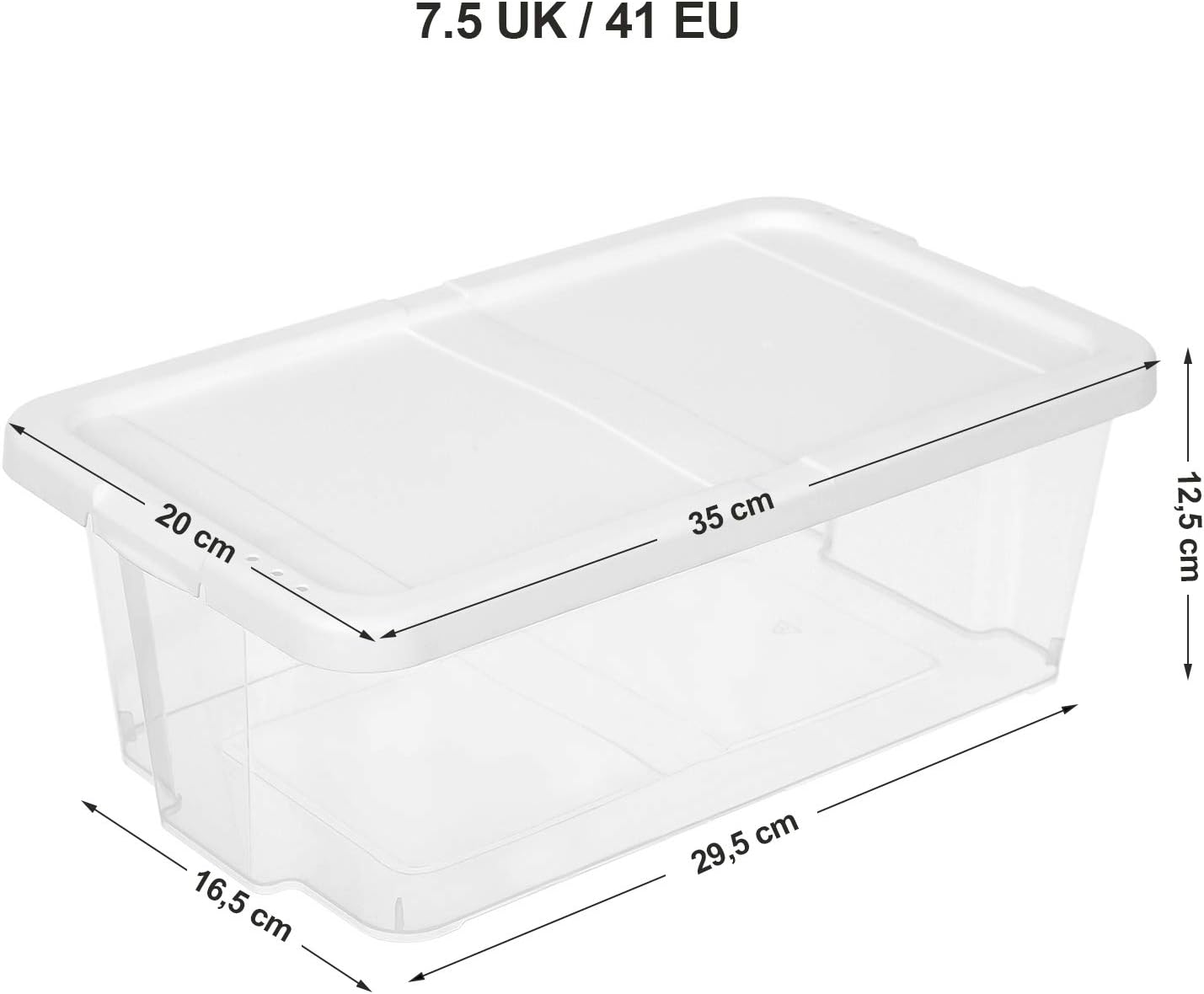 Set od 8 plastičnih, prozirnih kutija za cipele, 35 x 20 x 12,5 cm, bijele/prozirne | SONGMICS-vitahome.hr