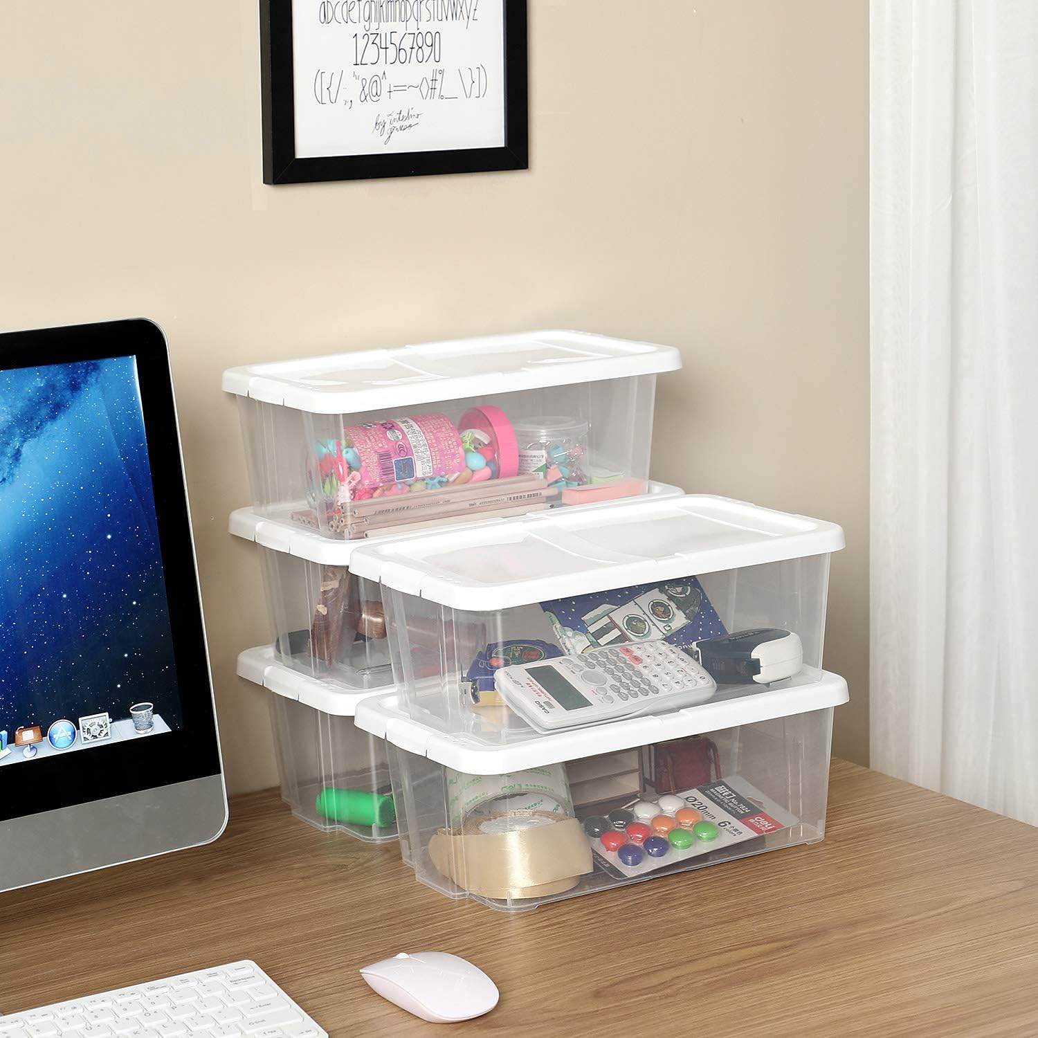 Set od 8 plastičnih, prozirnih kutija za cipele, 35 x 20 x 12,5 cm, bijele/prozirne | SONGMICS-vitahome.hr