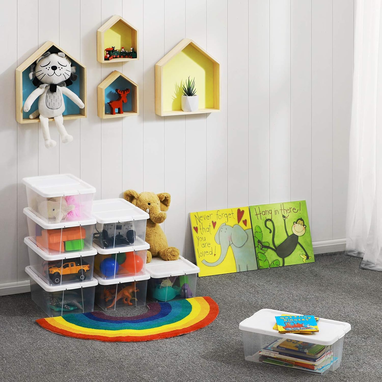 Set od 8 plastičnih, prozirnih kutija za cipele, 35 x 20 x 12,5 cm, bijele/prozirne | SONGMICS-vitahome.hr