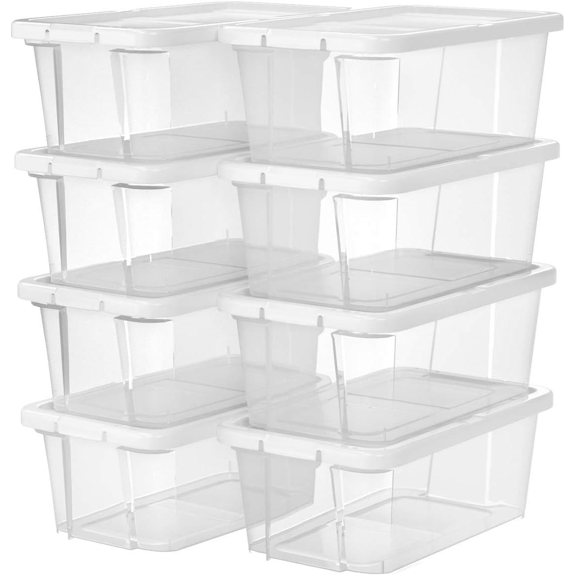 Set od 8 plastičnih, prozirnih kutija za cipele, 35 x 20 x 12,5 cm, bijele/prozirne | SONGMICS-vitahome.hr