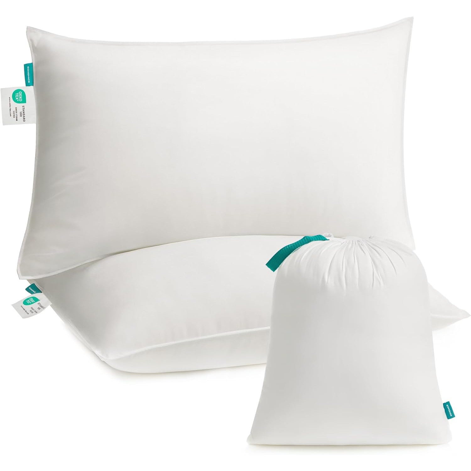 Set od dva jastuka, 800 g punjenja, perivi u perilici, 74 x 48 cm, bijeli | SONGMICS-vitahome.hr
