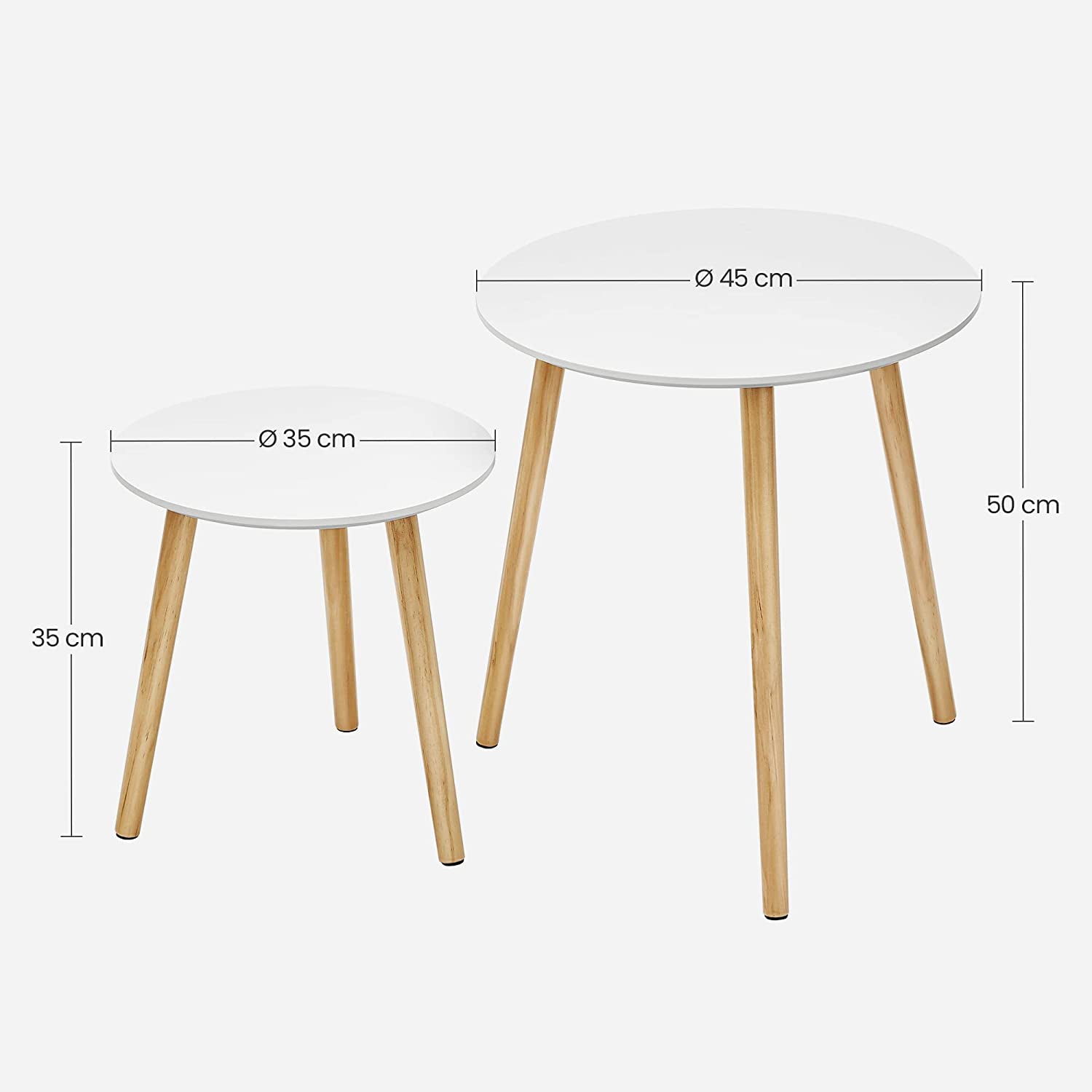 Set od dva mala stolića, stolovi za kavu, boja drveta i bijela boja | SONGMICS-vitahome.hr
