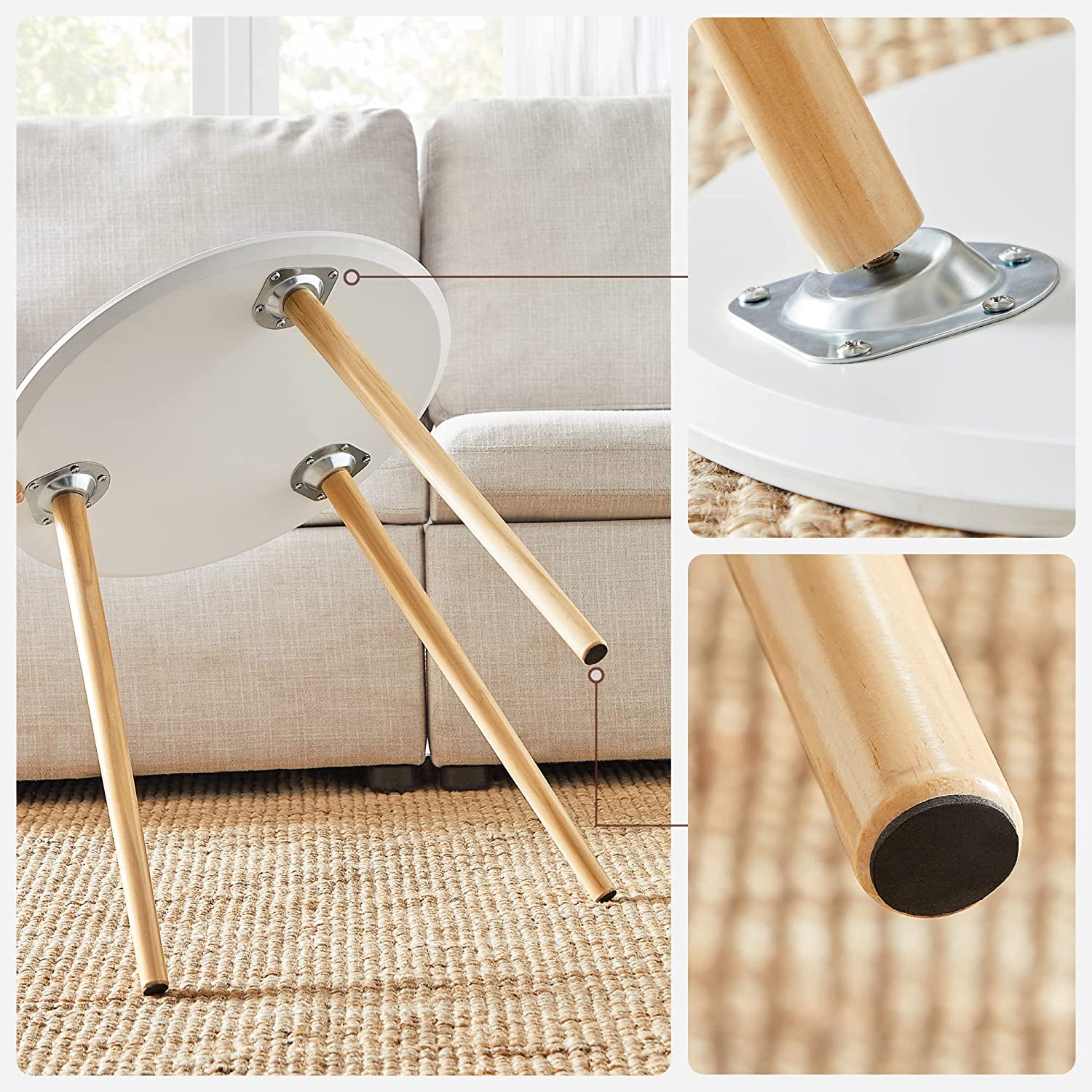Set od dva mala stolića, stolovi za kavu, boja drveta i bijela boja | SONGMICS-vitahome.hr
