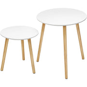 Set od dva mala stolića, stolovi za kavu, boja drveta i bijela boja | SONGMICS-vitahome.hr