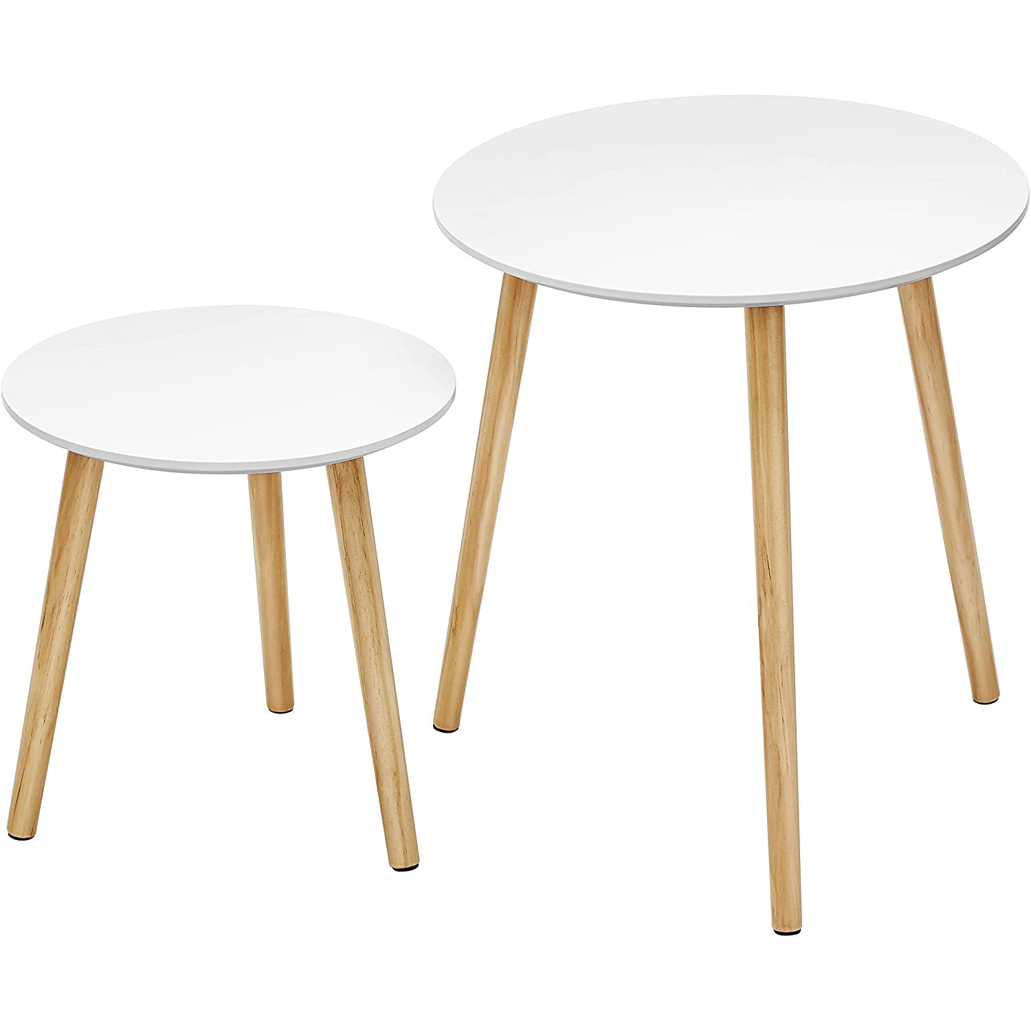 Set od dva mala stolića, stolovi za kavu, boja drveta i bijela boja | SONGMICS-vitahome.hr
