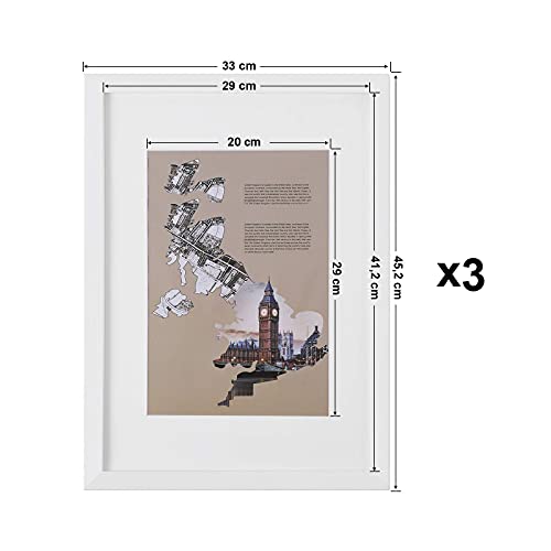 Set okvira za slike, 3 komada, za A3 format, bez držača, bijeli