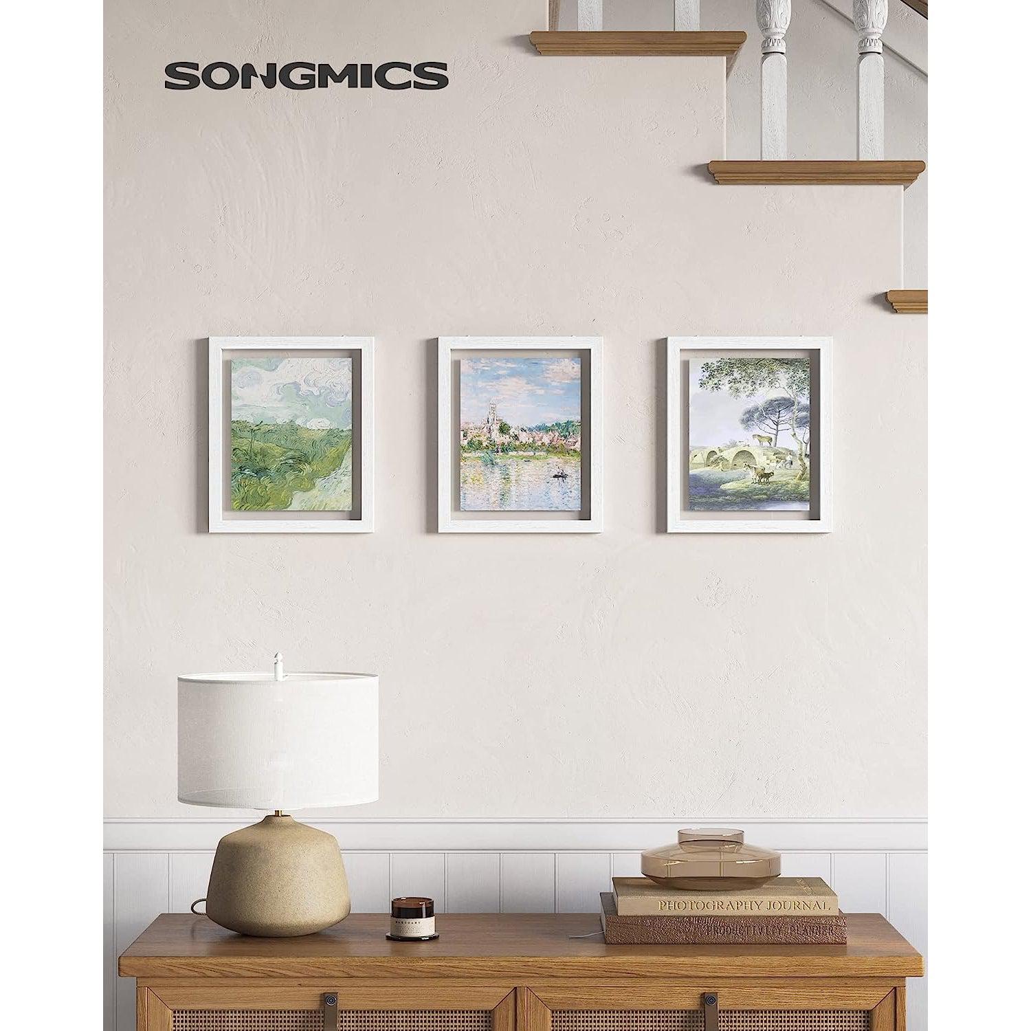 Set plutajućih okvira za slike 3 kom, 2 staklene ploče, bijeli | SONGMICS-vitahome.hr