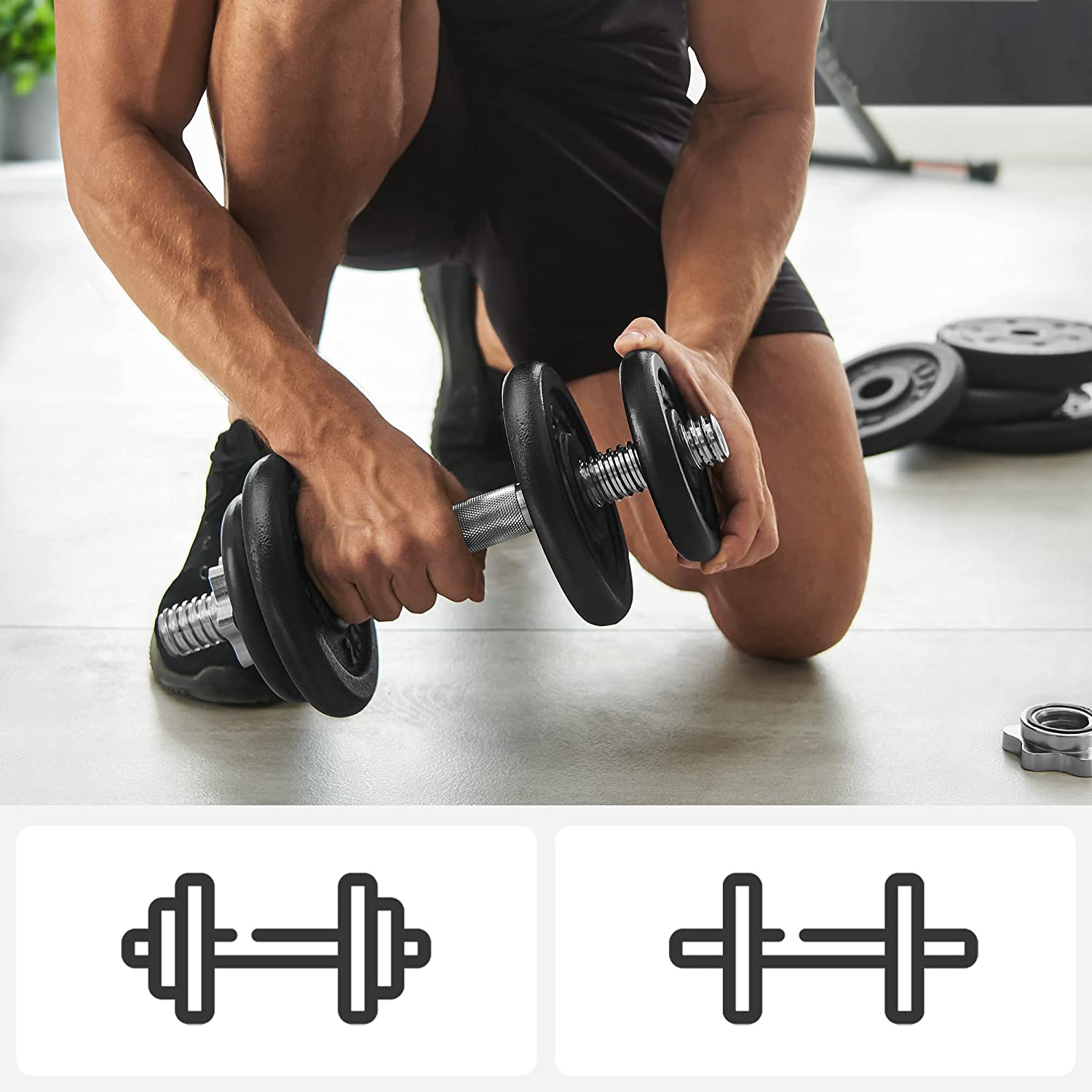 set podesivih bučica od lijevanog željeza 20 kg | SONGMICS-vitahome.hr