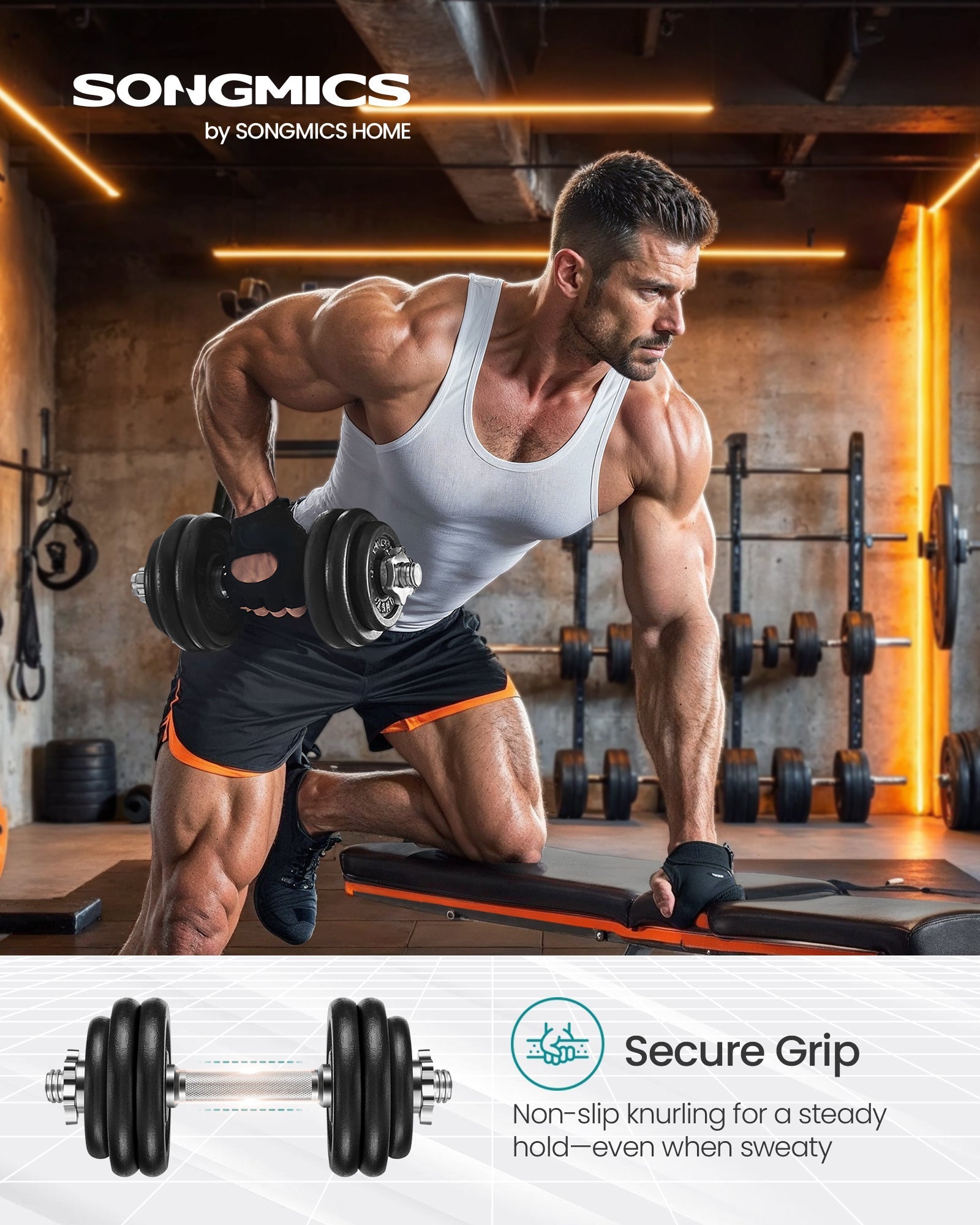 set ručnih utega 2 u 1, s podesivim težinama od 15 kg, crni