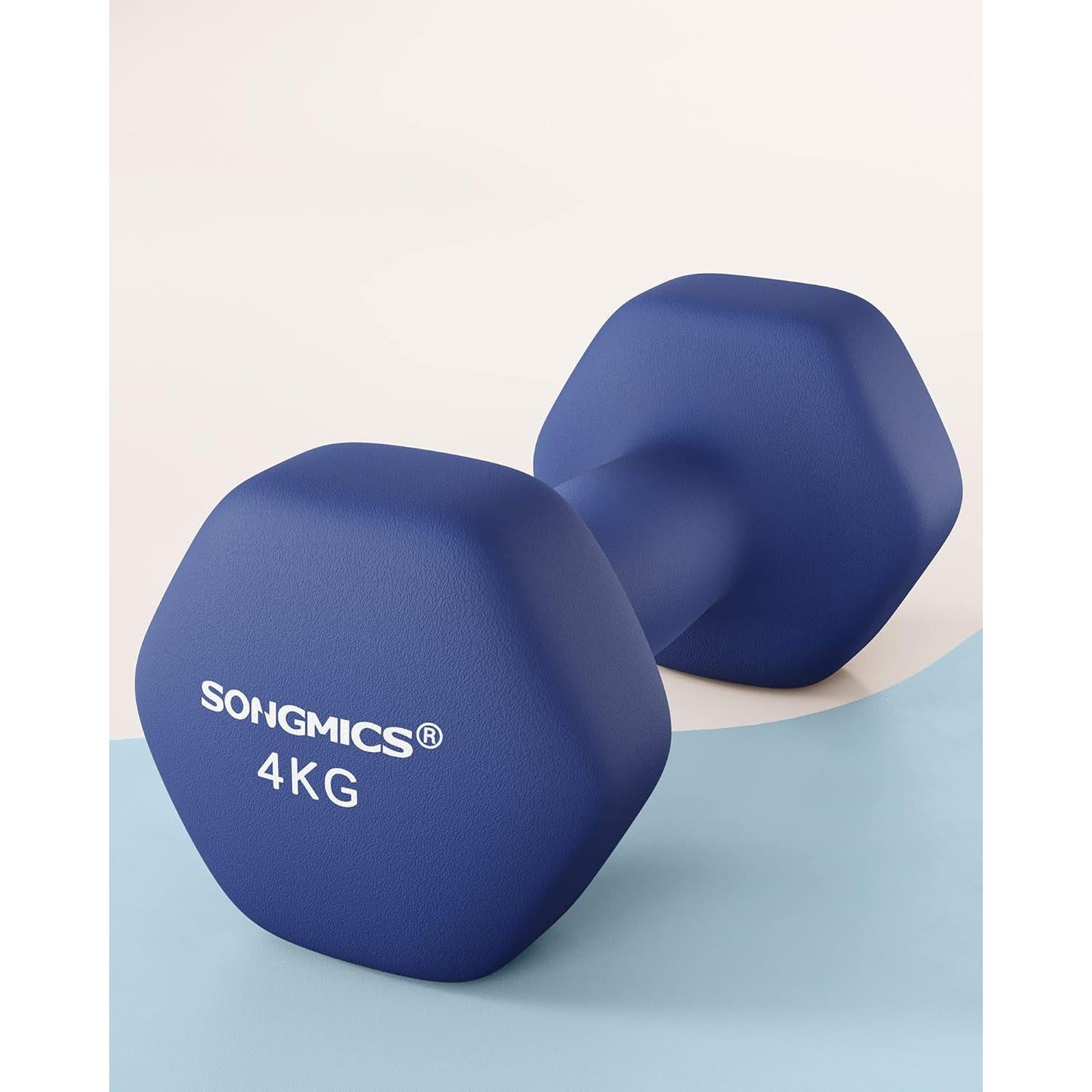 Set ručnih utega s neoprenskim premazom, 2 kom, 2x4 kg, plavi