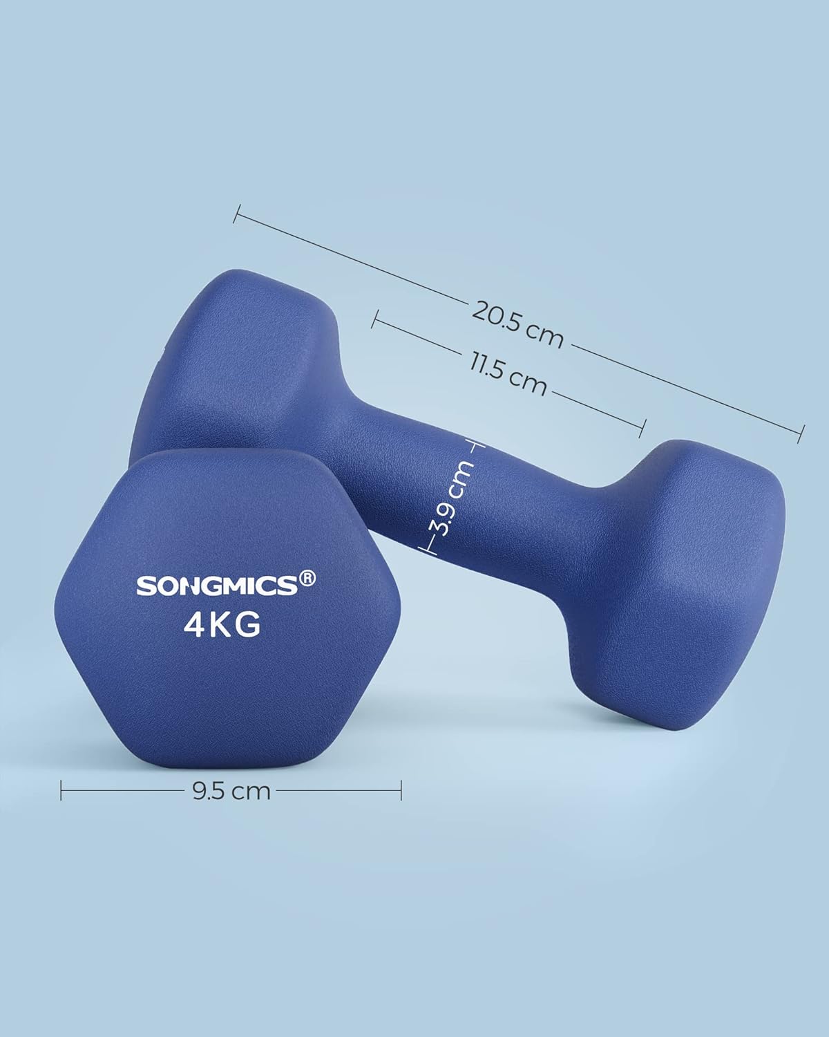 Set ručnih utega s neoprenskim premazom, 2 kom, 2x4 kg, plavi