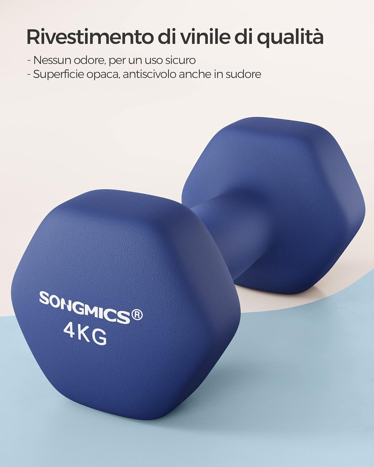 Set ručnih utega s neoprenskim premazom, 2 kom, 2x4 kg, plavi