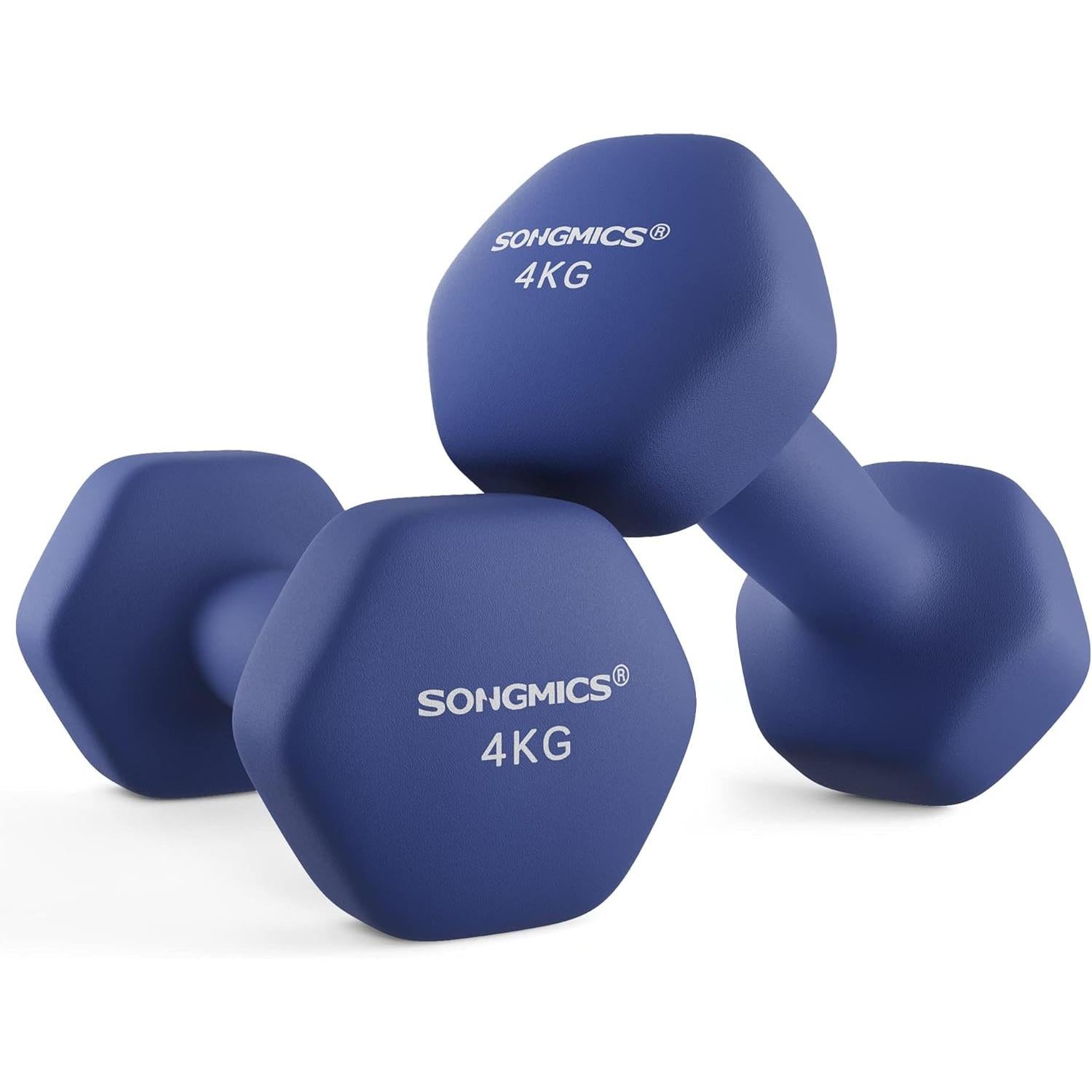 Set ručnih utega s neoprenskim premazom, 2 kom, 2x4 kg, plavi