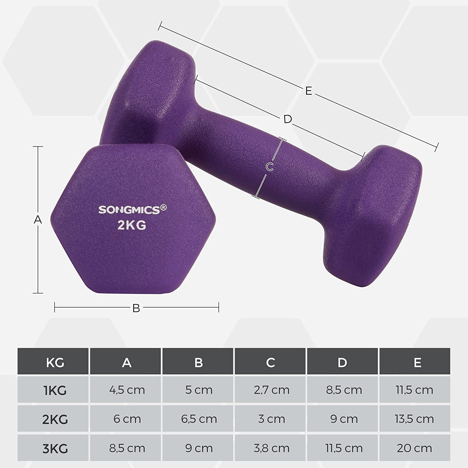Set šesterokutnih utega sa stalkom za utege 6 komada | SONGMICS-vitahome.hr