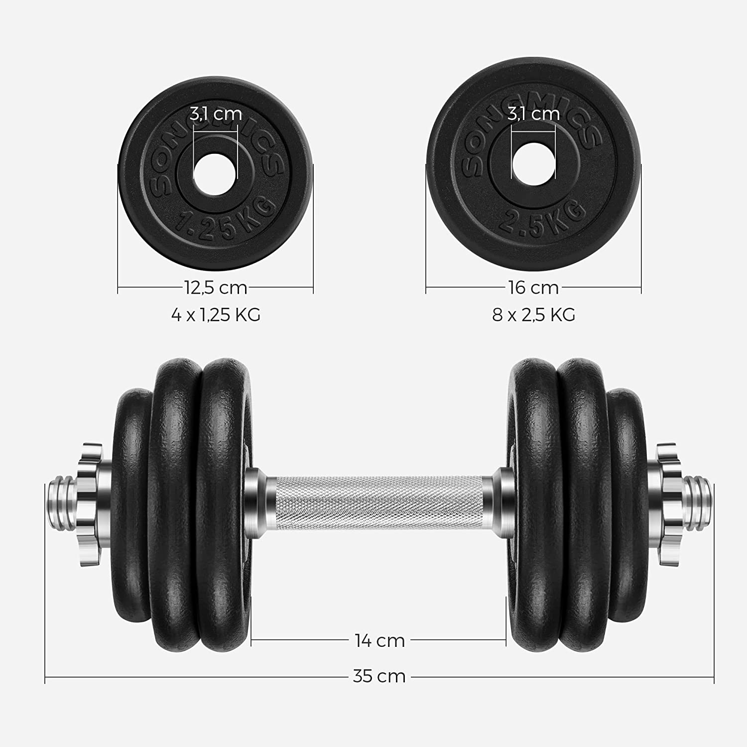 Set težine podesivi od lijevanog željeza 30 kg | SONGMICS-vitahome.hr