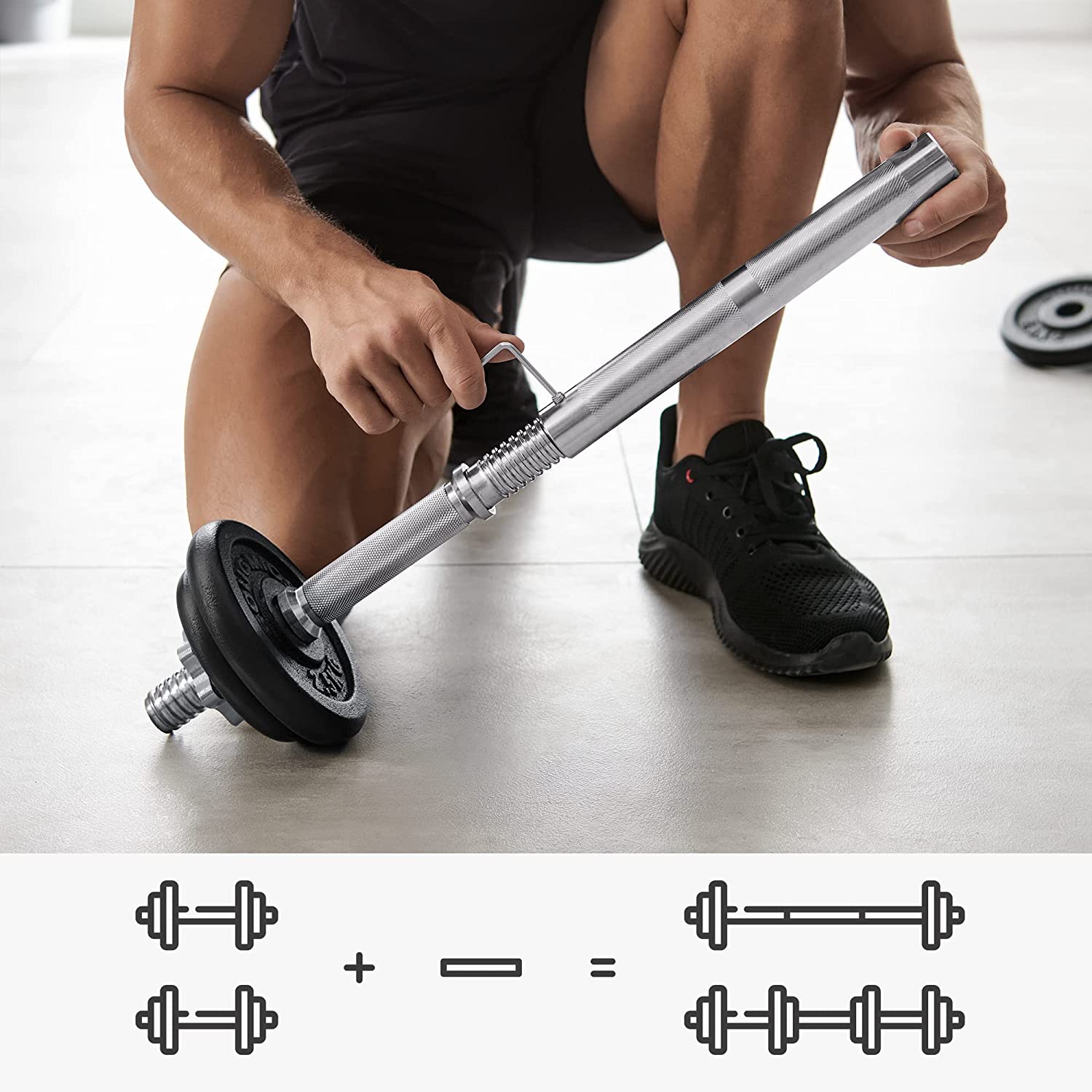 Set utega, podesiv od lijevanog željeza, s dodatnom šipkom za utege, 20 kg | SONGMICS-vitahome.hr