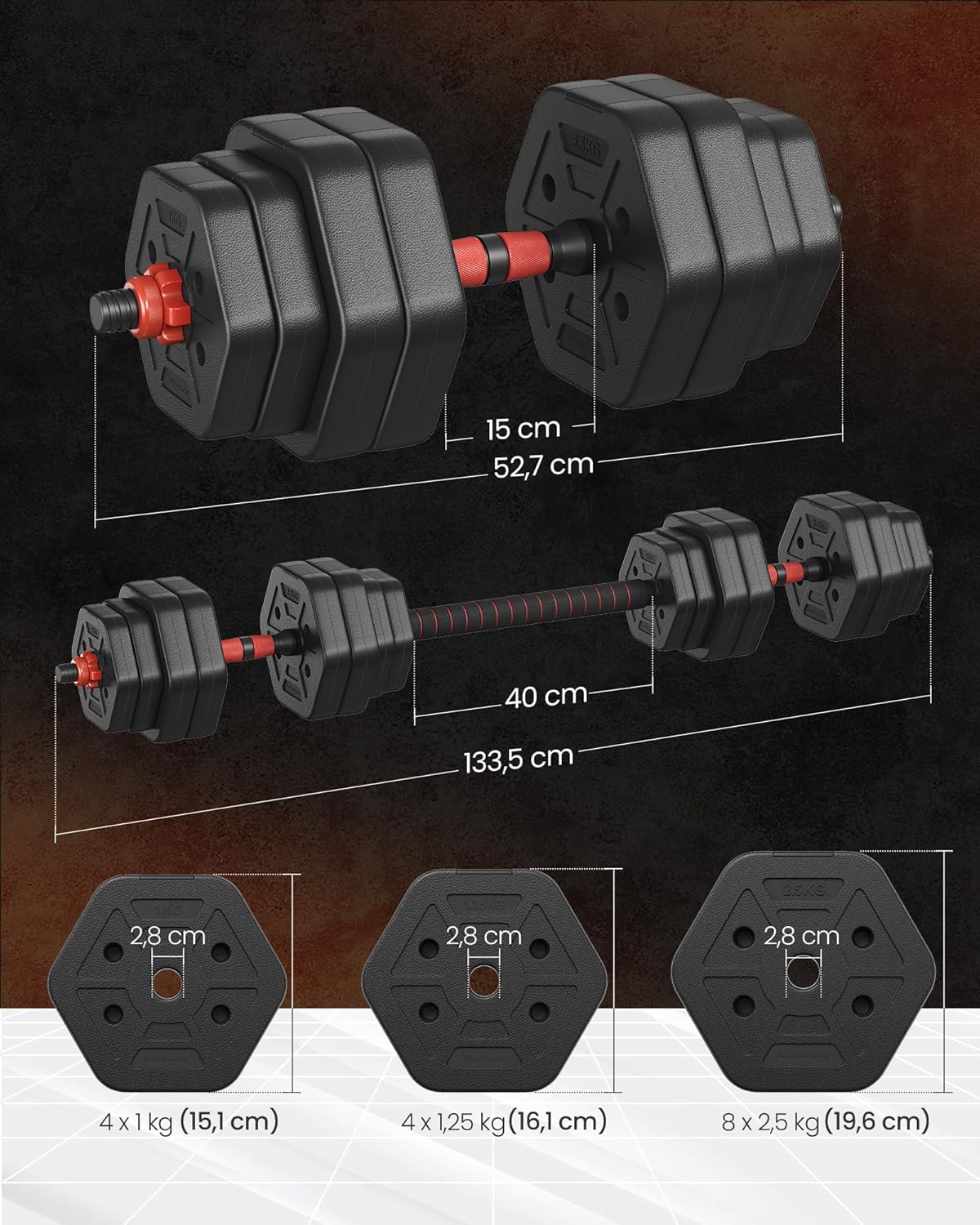 set utega s poveznim štapom 20 kg