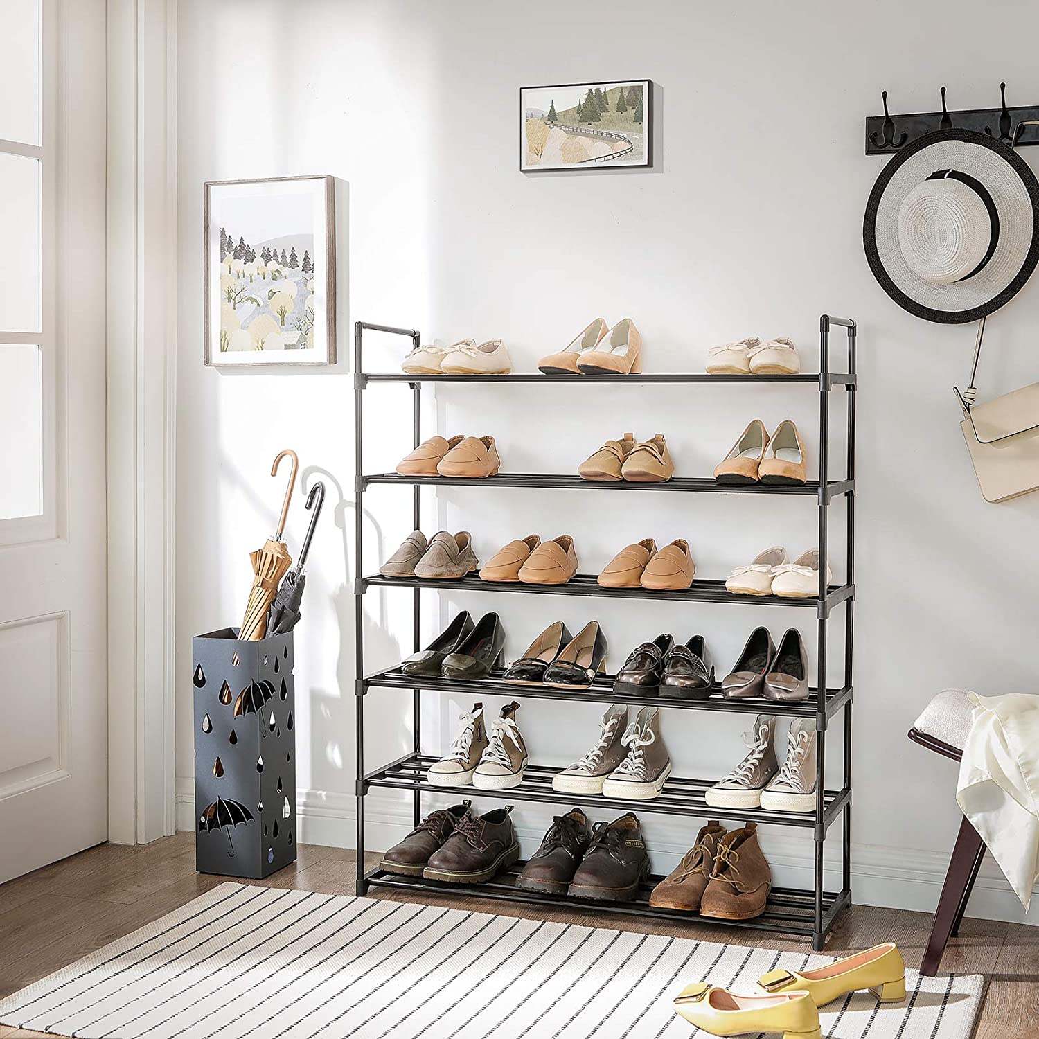 set za odlaganje cipela s 3 nivoa (2 kom) 30 x 92 x 54 cm, crna