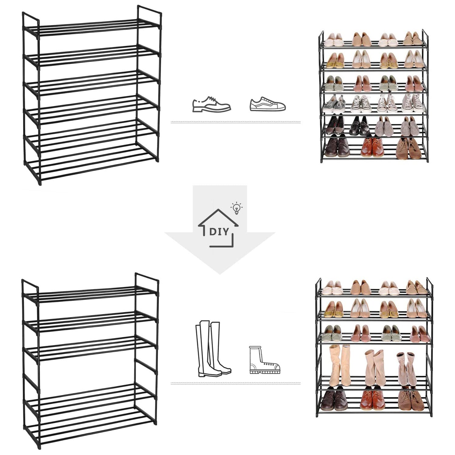 set za odlaganje cipela s 3 nivoa (2 kom) 30 x 92 x 54 cm, crna