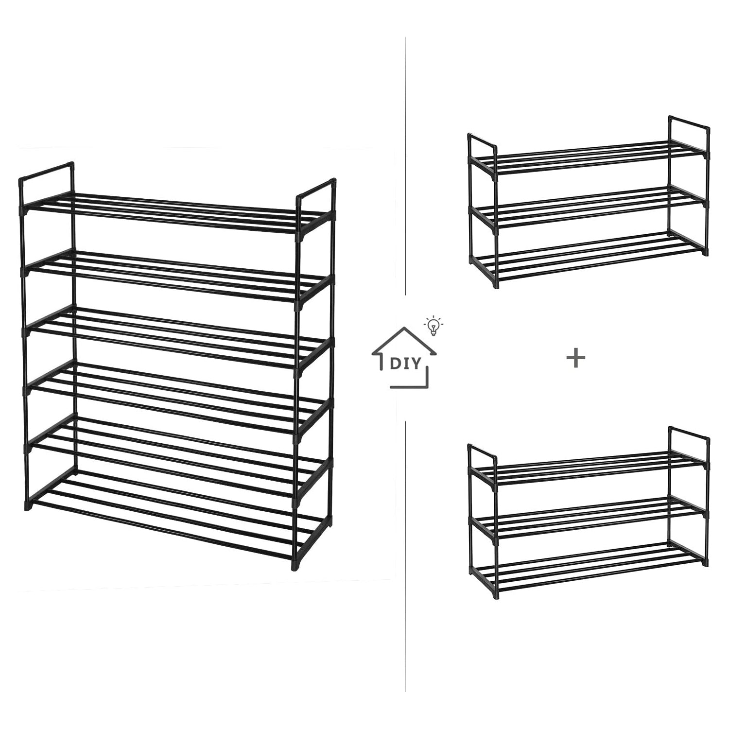 set za odlaganje cipela s 3 nivoa (2 kom) 30 x 92 x 54 cm, crna