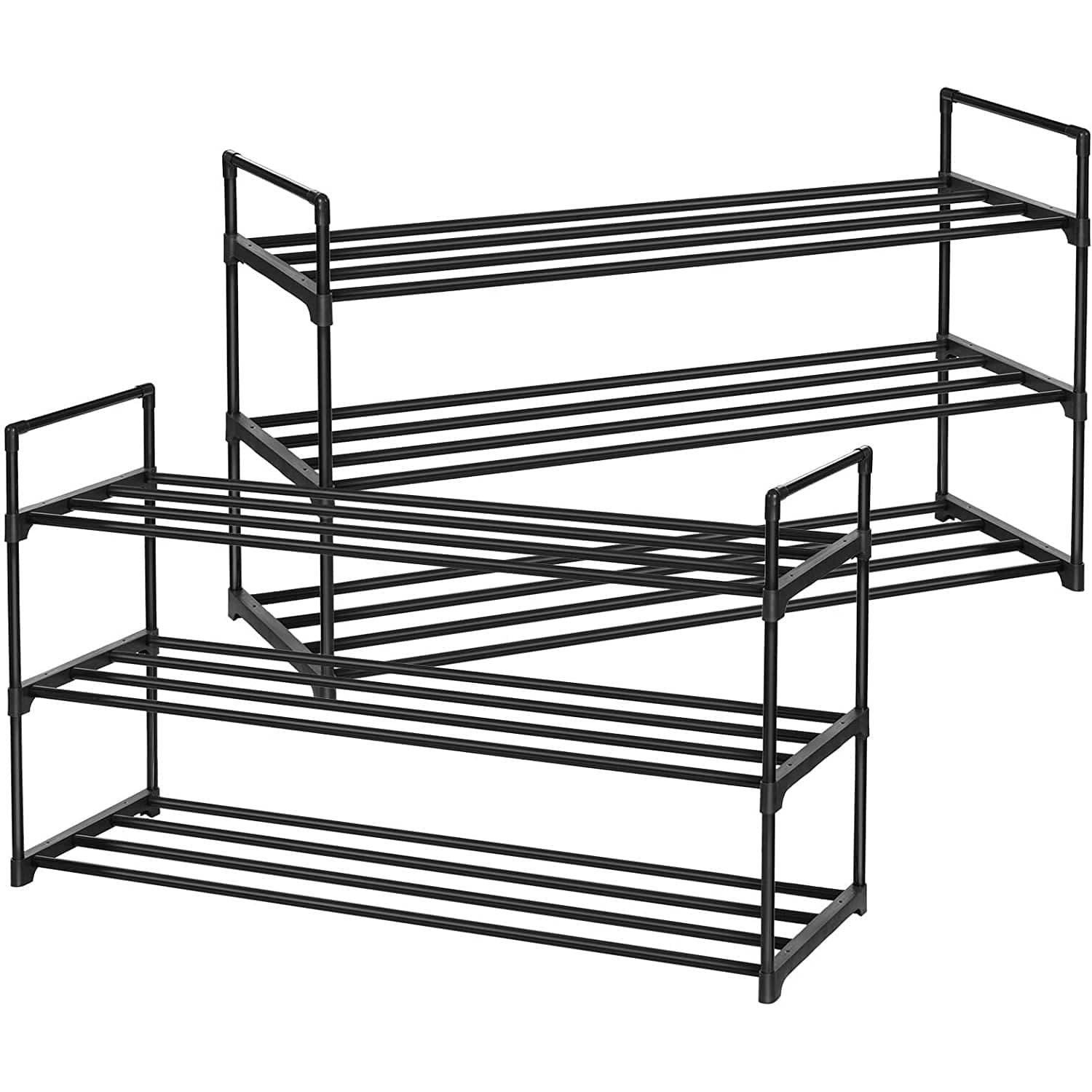 set za odlaganje cipela s 3 nivoa (2 kom) 30 x 92 x 54 cm, crna