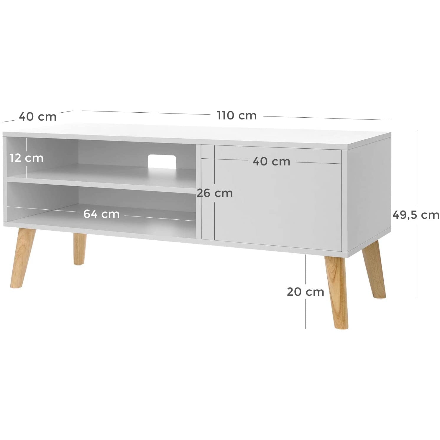 Skandinavski TV stalak 110 x 40 x 49,5 cm bijeli | Vasagle-vitahome.hr